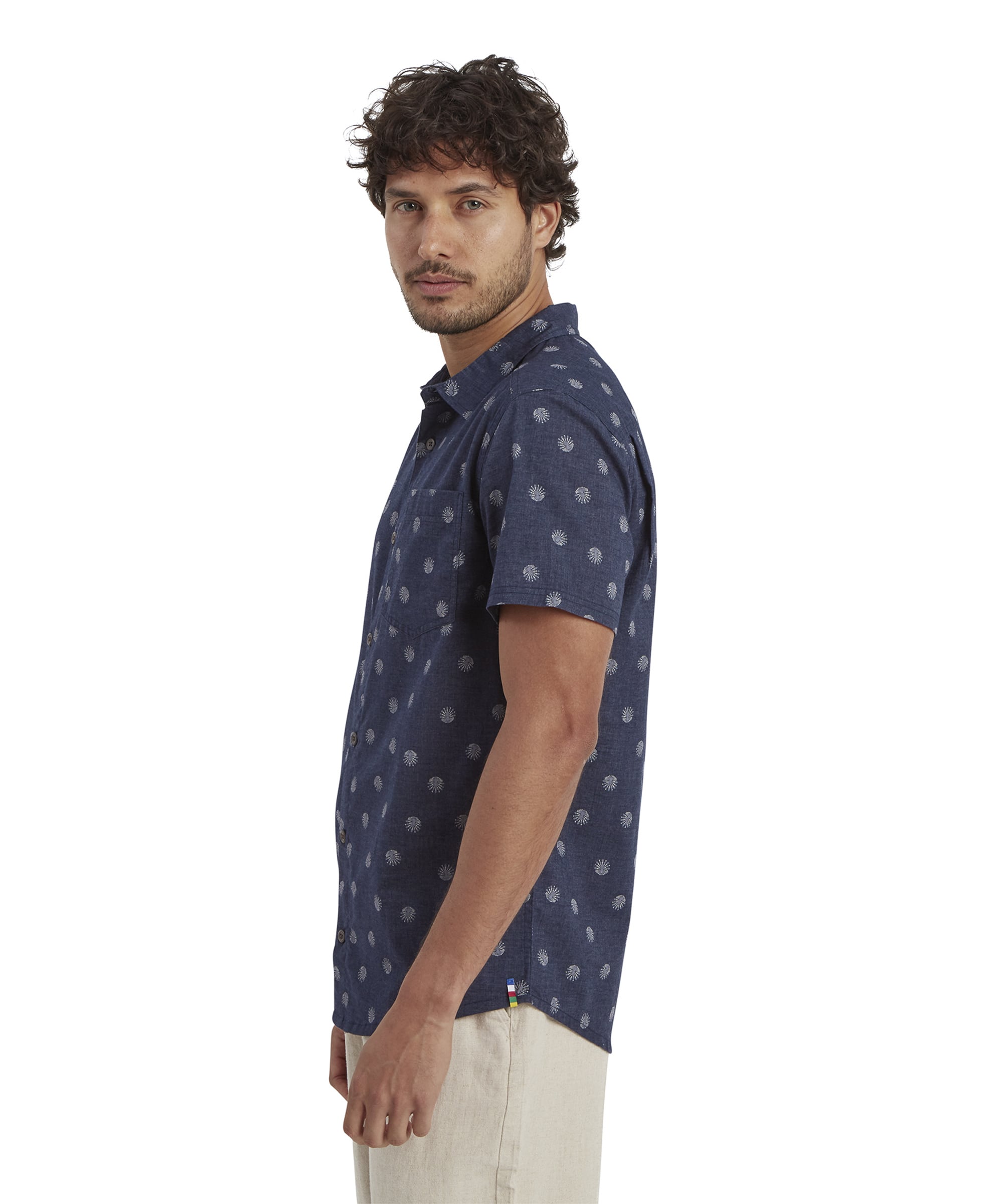 Newar Peacock Short Sleeve Shirt - Rathee Blue