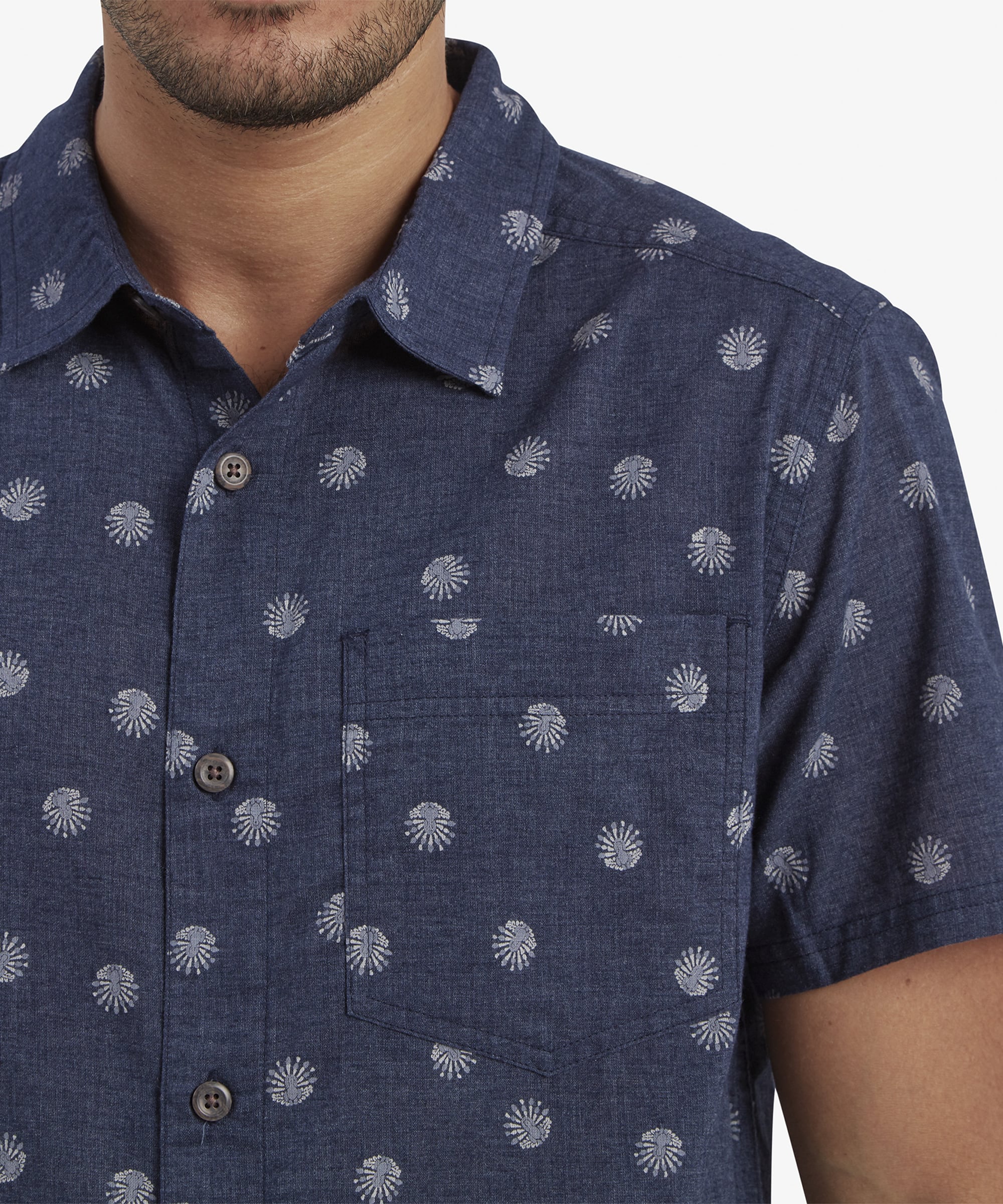 Newar Peacock Short Sleeve Shirt - Rathee Blue