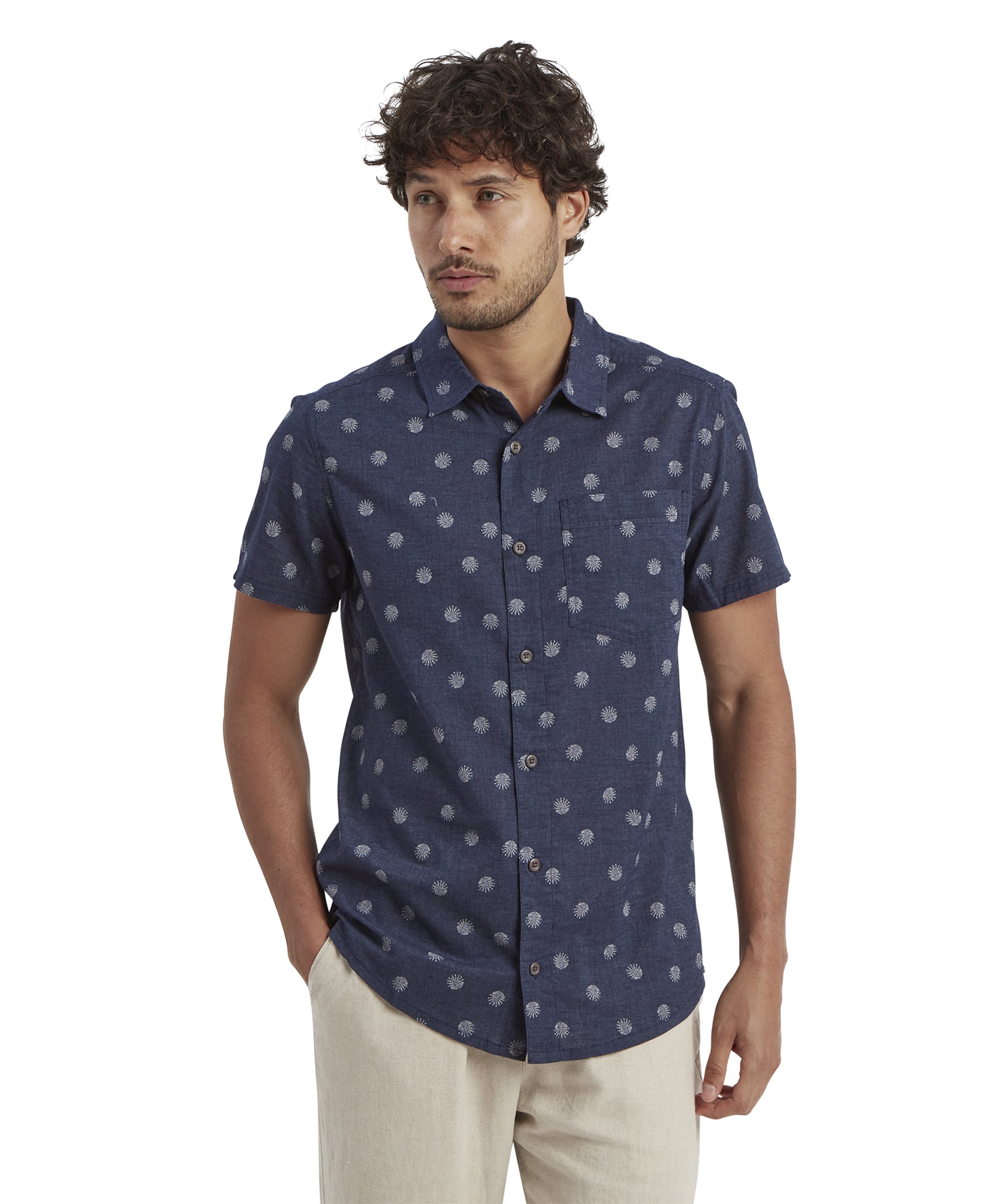 Newar Peacock Short Sleeve Shirt - Rathee Blue