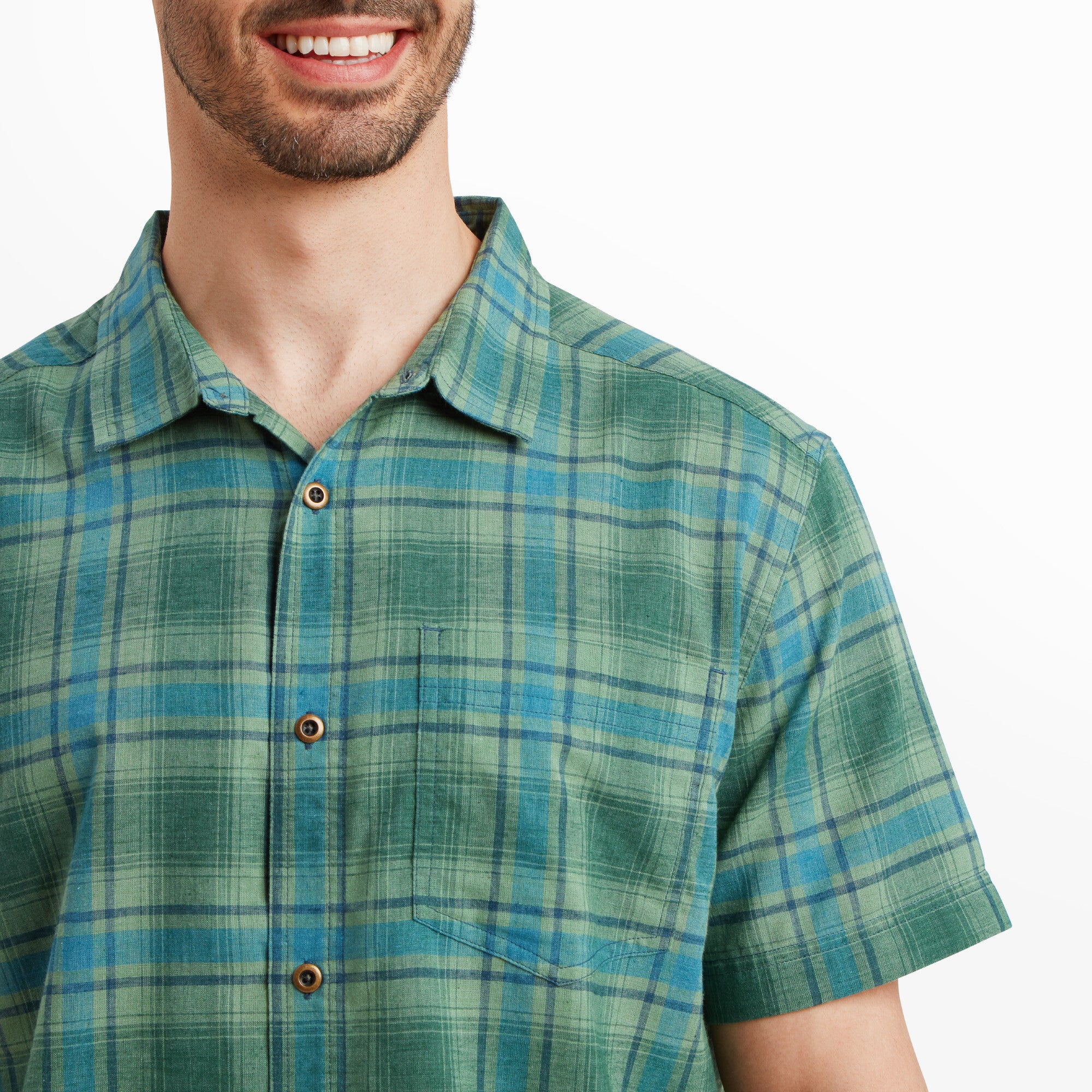 Faneel Plaid Short Sleeve Shirt - Forest