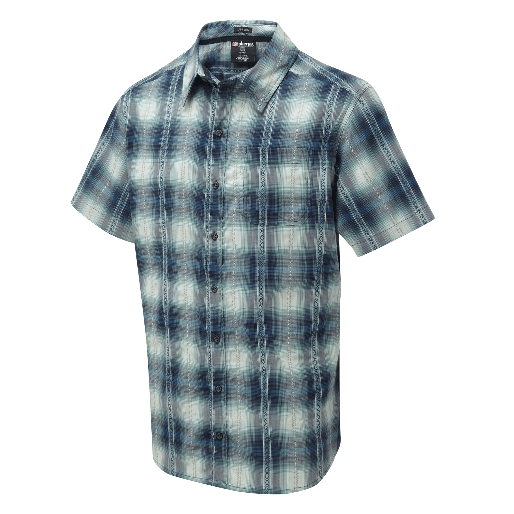 Sherpa Adventure Gear Manang Short Sleeve Shirt in Blue from the side