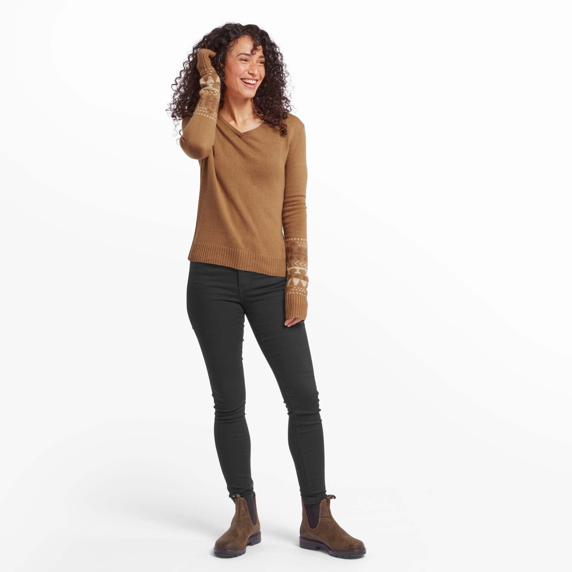 Maya V-Neck Sweater - Caramel