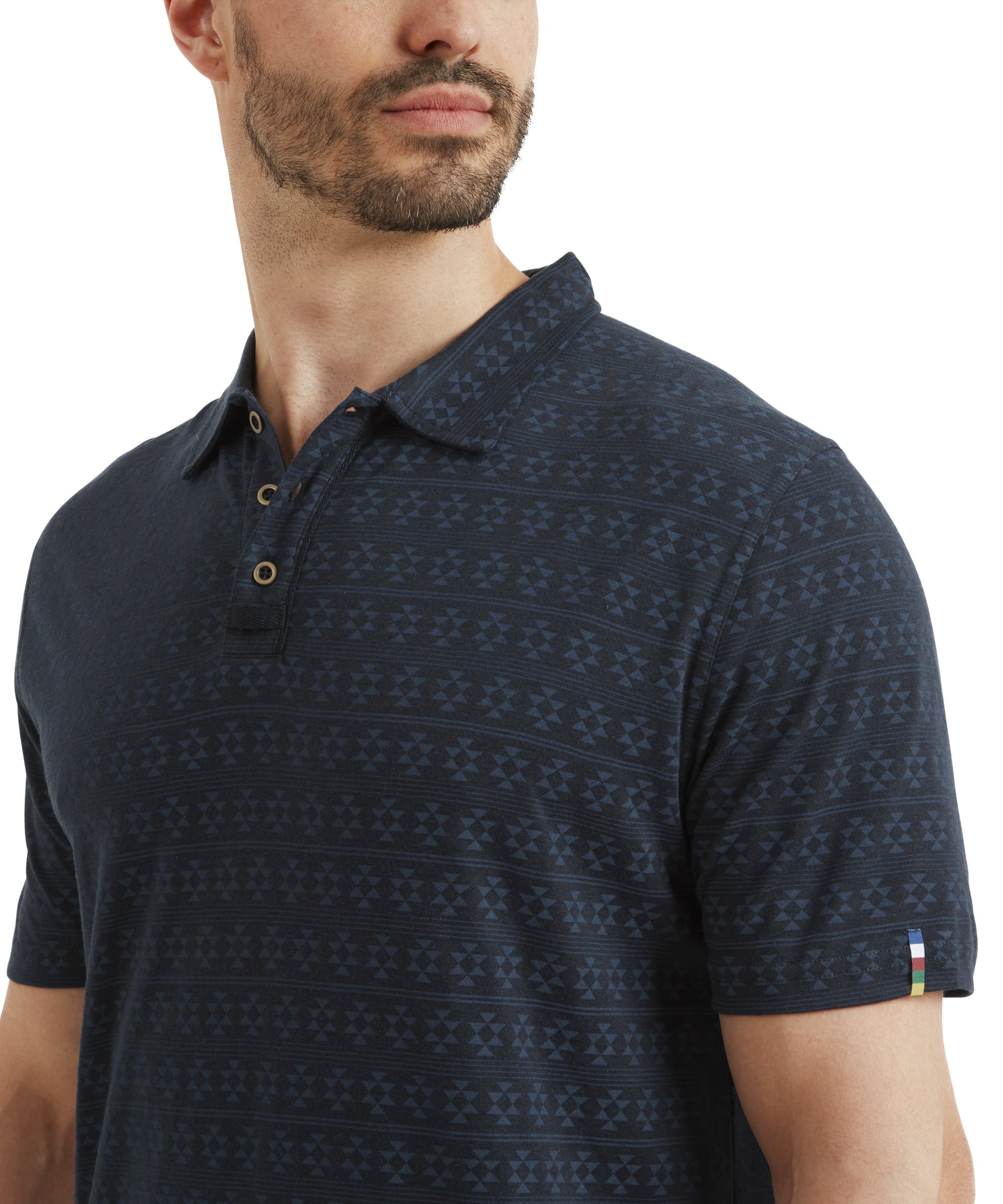 Bali Polo Shirt - Rathee Blue Prayer Wheel