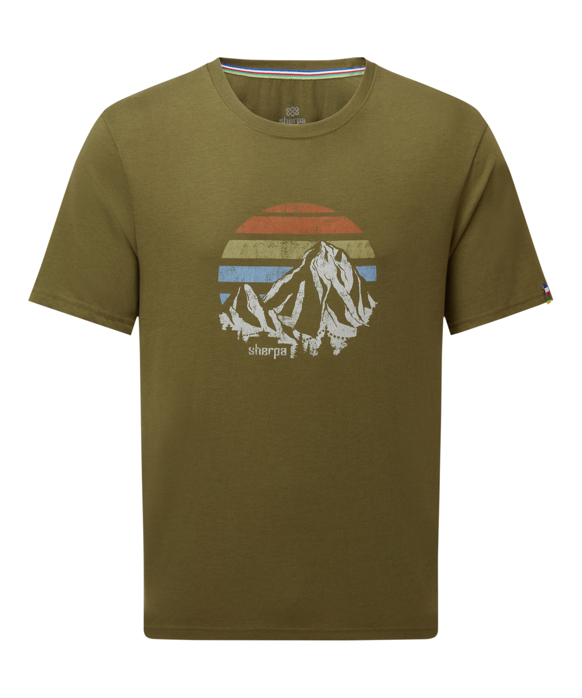 Sherpa Adventure Gear Mens Bali Retro Sunset T-shirt Green