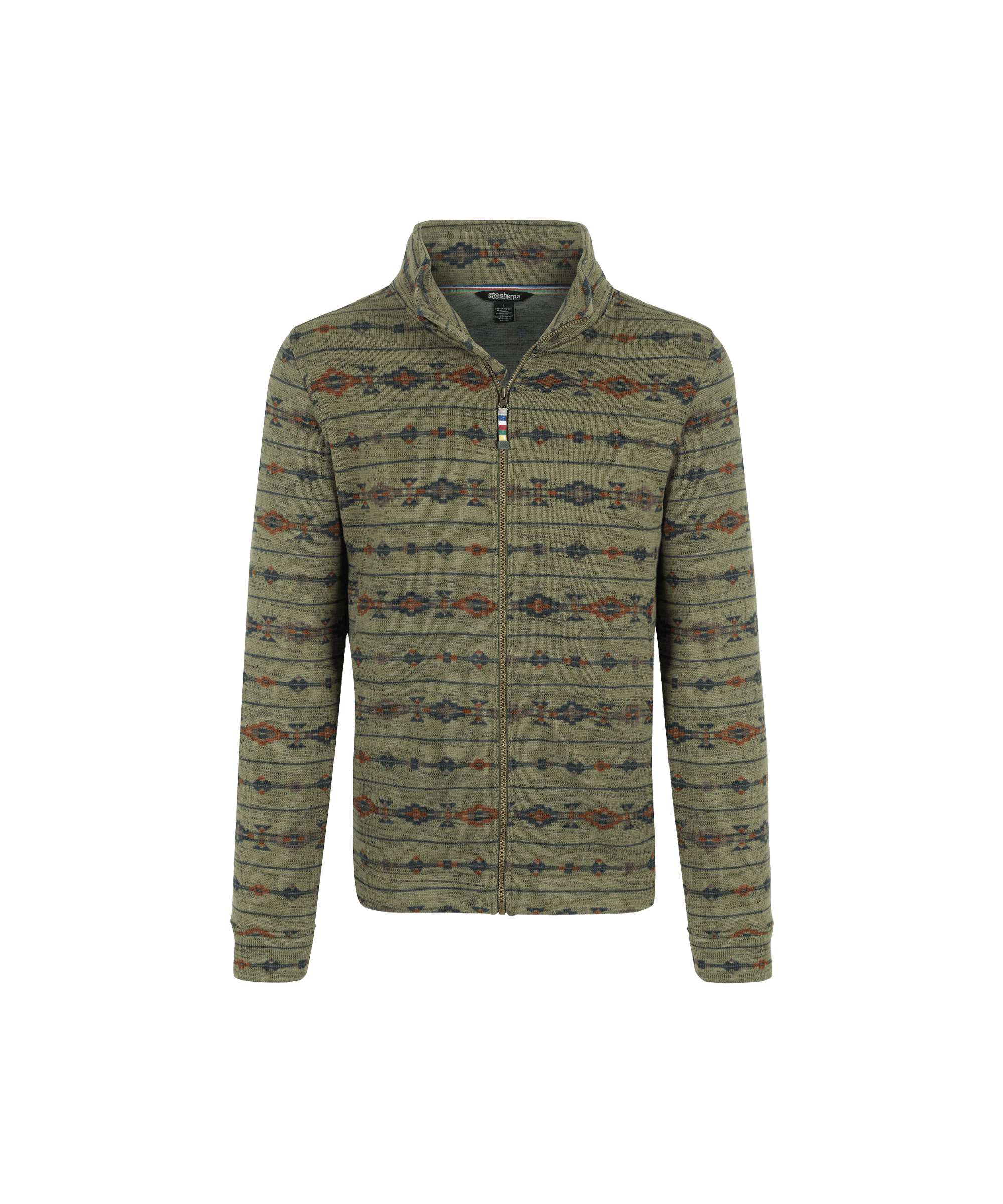 Bhutan Jacke mit durchgehendem Reißverschluss – Evergreen Stripe