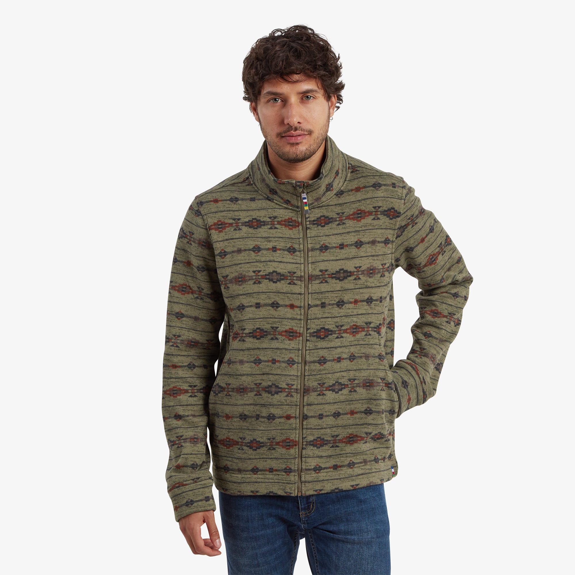 Bhutan Full Zip Jacket - Evergreen Stripe