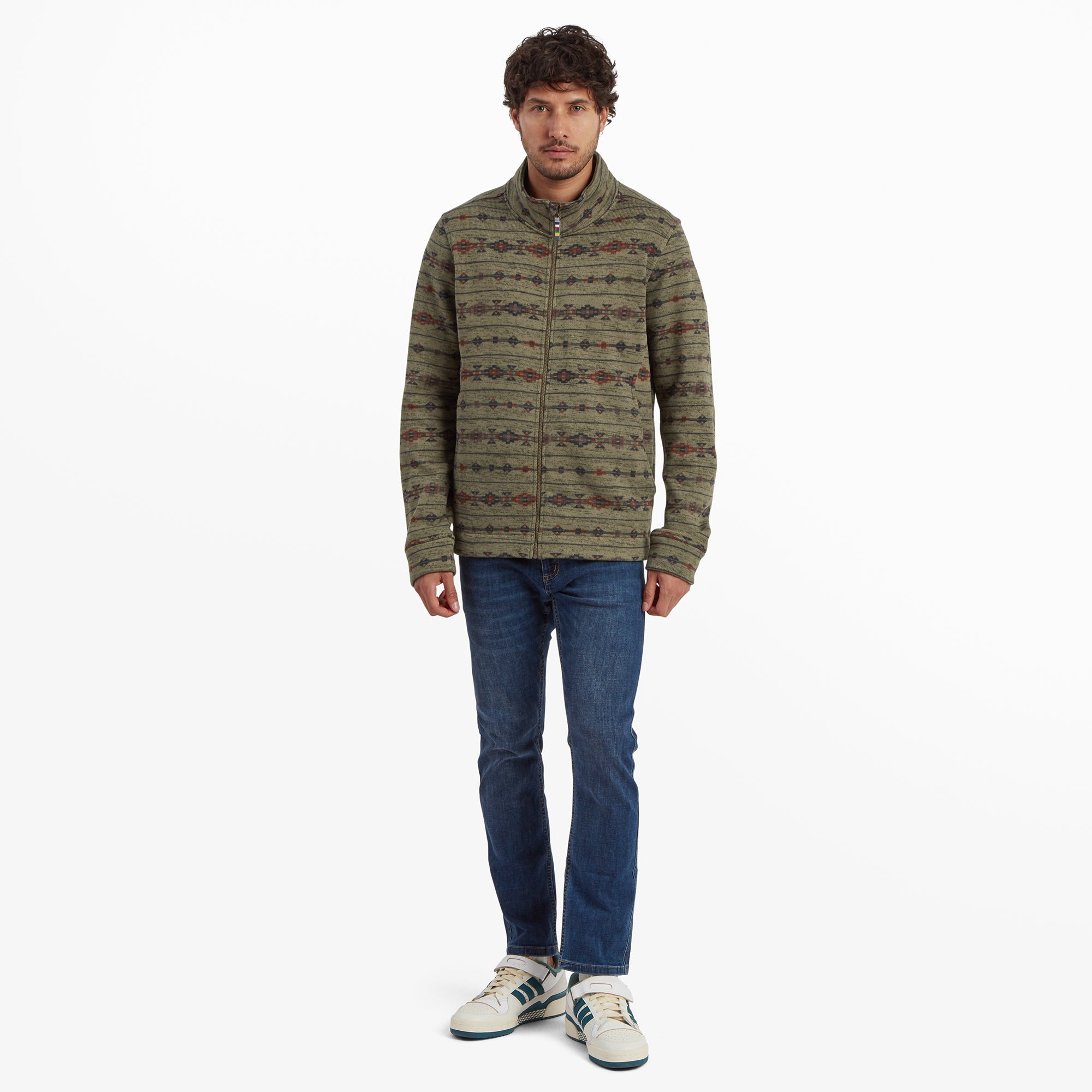 Bhutan Full Zip Jacket - Evergreen Stripe