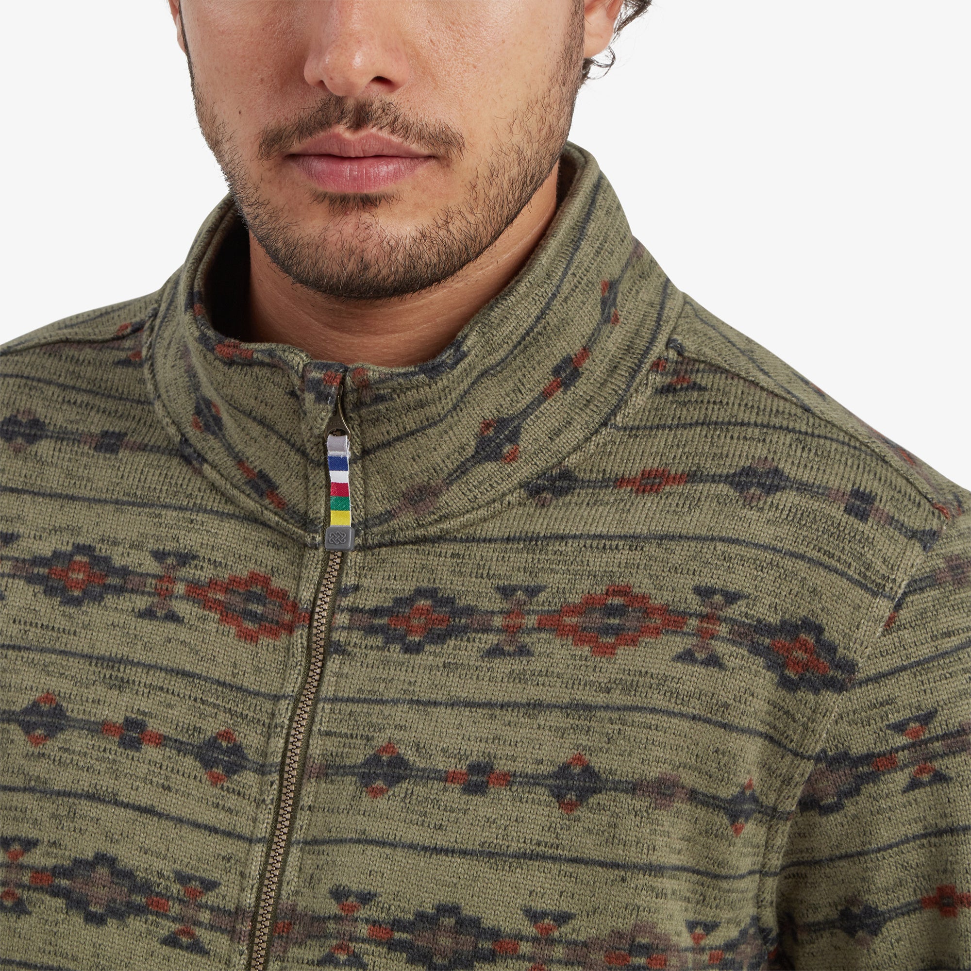 Bhutan Full Zip Jacket - Evergreen Stripe