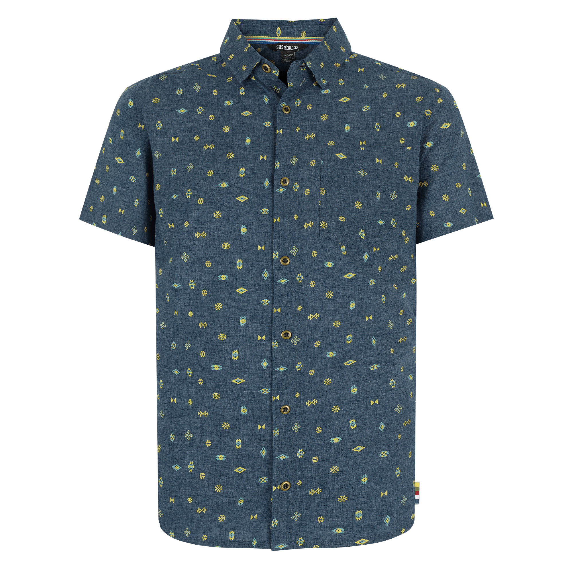 Bhutan Geo Short Sleeve Shirt - Neelo Blue