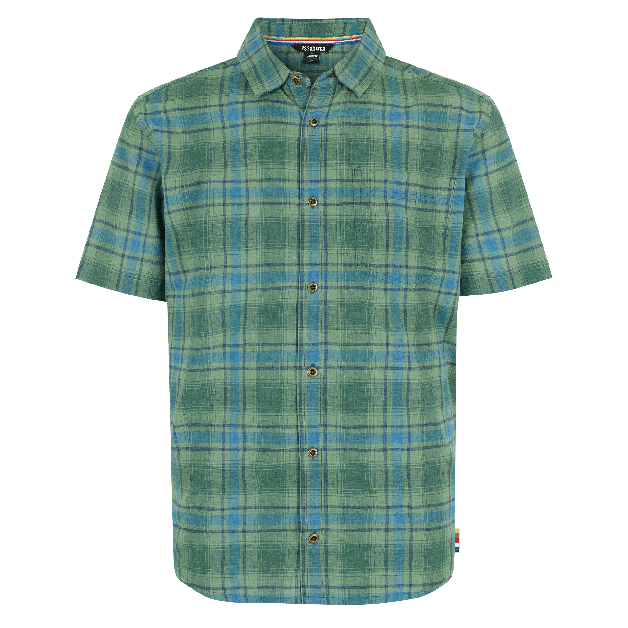 Sherpa Adventure Gear Faneel Plaid Short Sleeve Shirt in Green