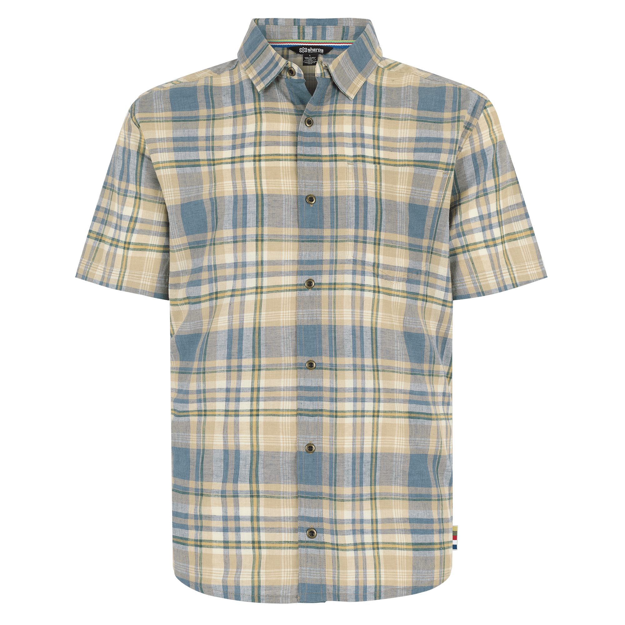 Sherpa Adventure Gear Hosh Plaid Short Sleeve Shirt in Beige