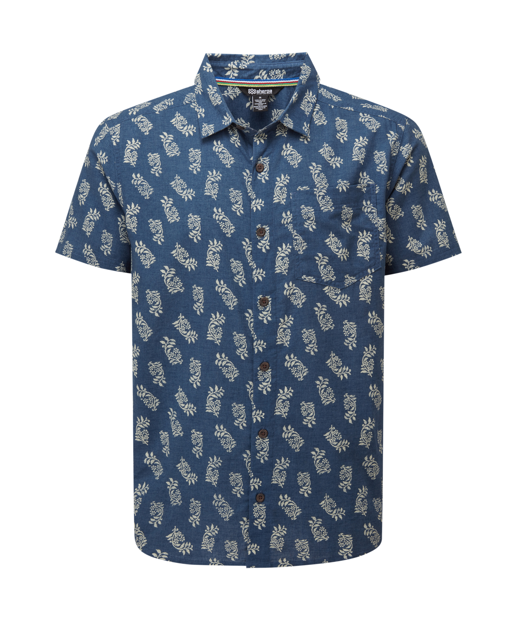 Sherpa Adventure Gear Mens Indi Floral Short Sleeve Shirt Blue