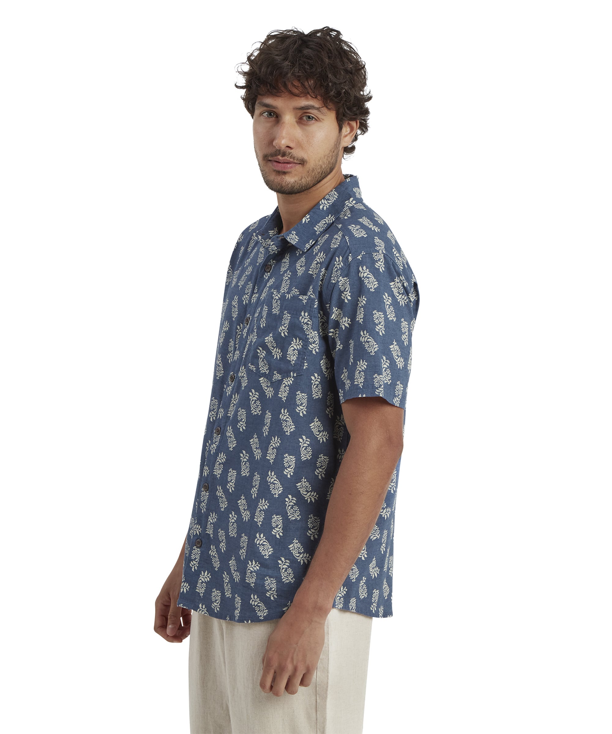 Indi Floral Short Sleeve Shirt - Rathee Blue