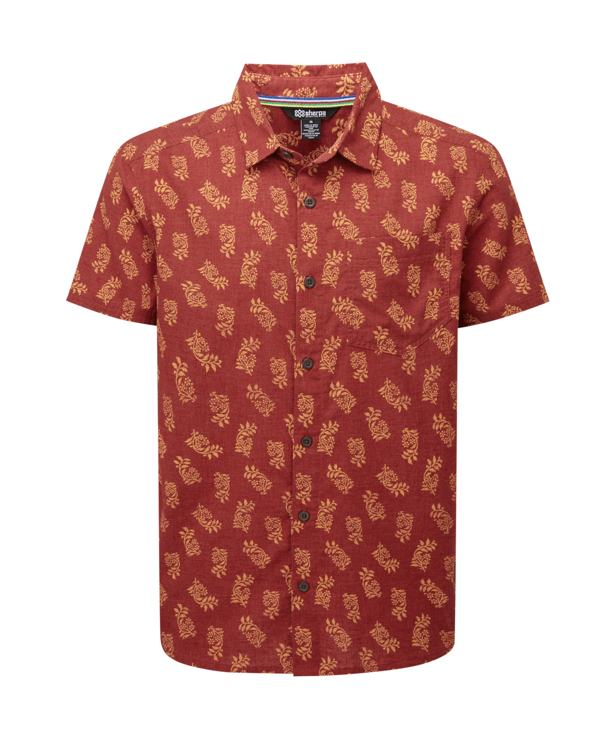 Sherpa Adventure Gear Mens Indi Floral Short Sleeve Shirt Red