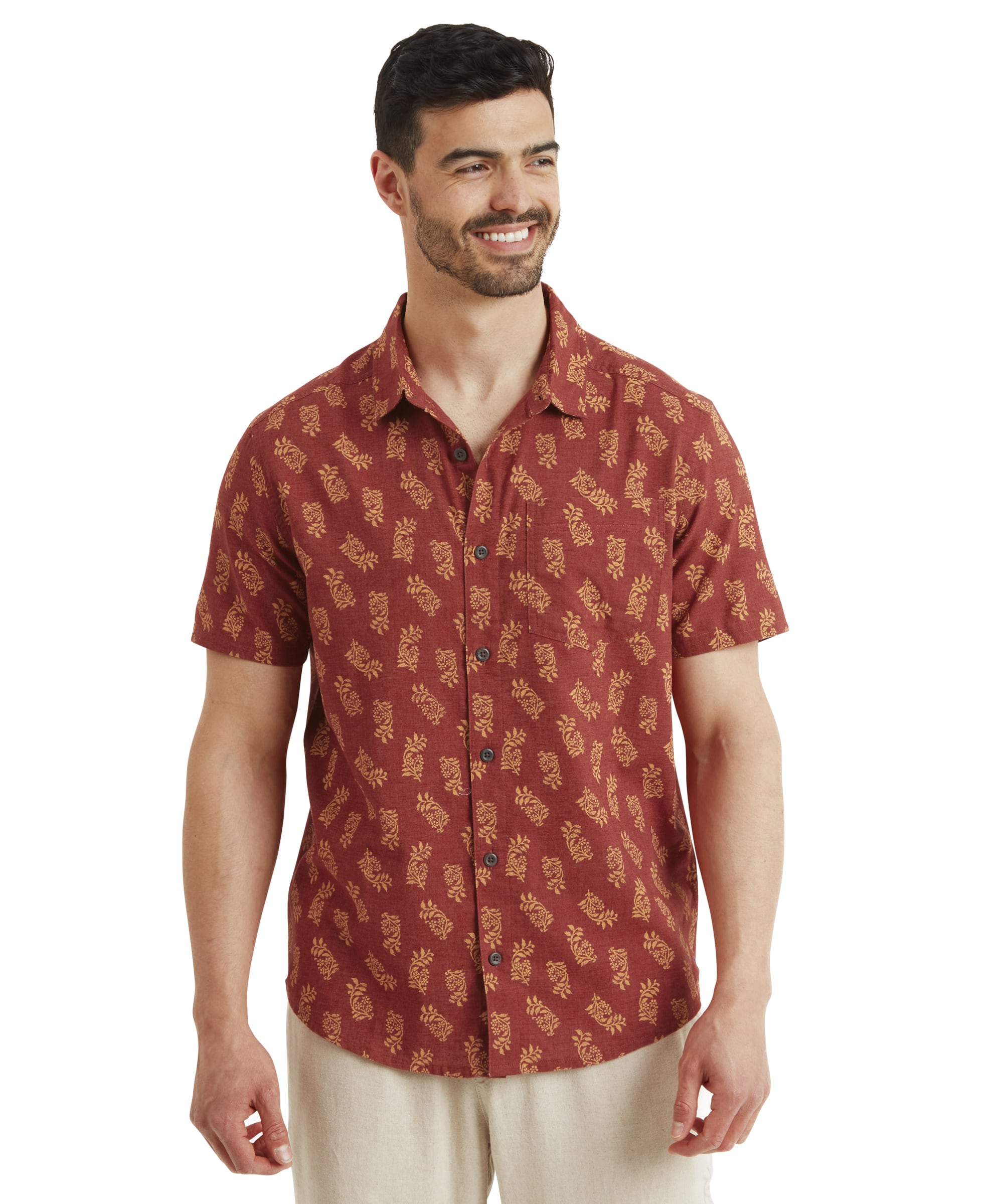 Indi Floral Short Sleeve Shirt - Clay Red