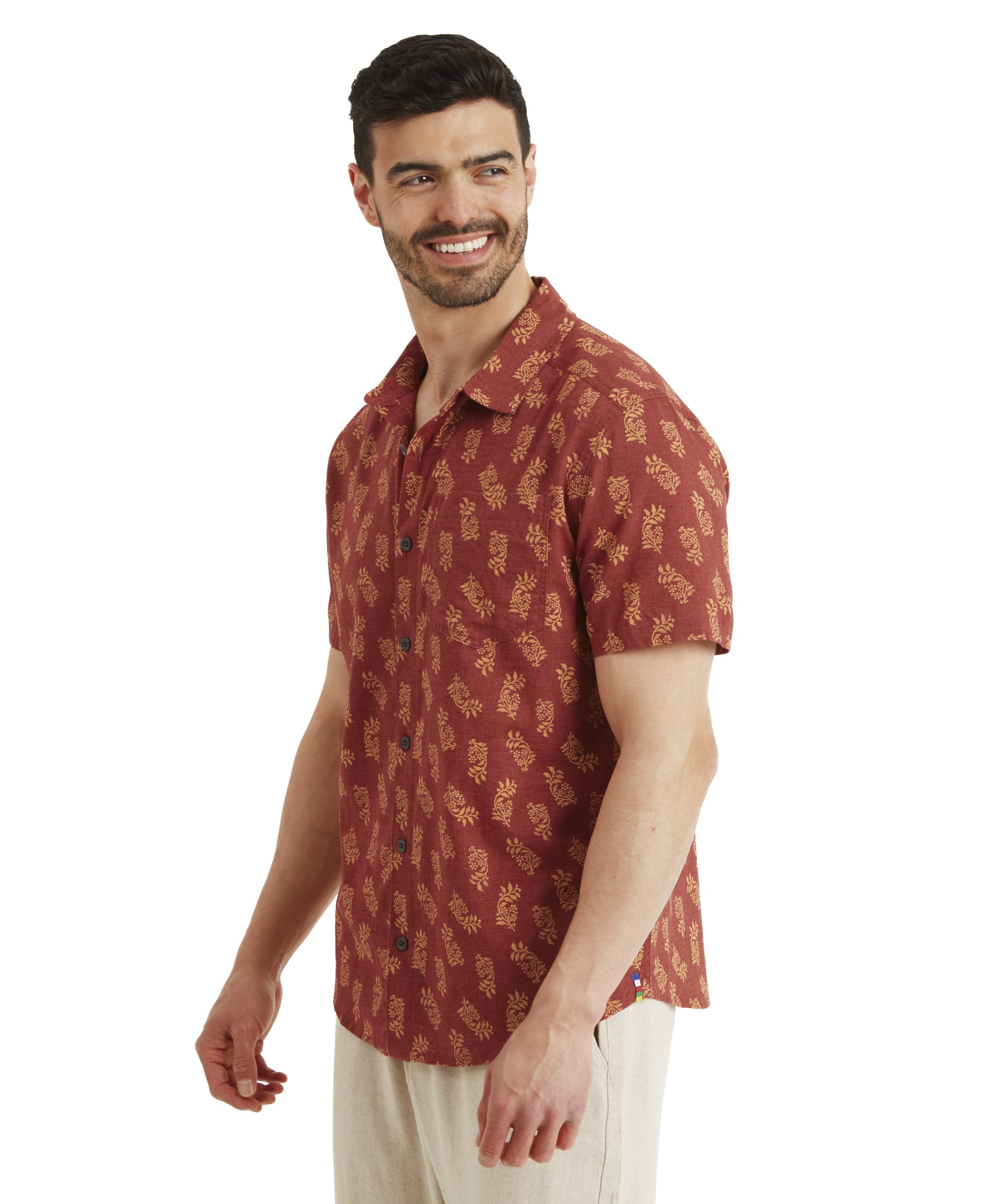 Indi Floral Short Sleeve Shirt - Clay Red