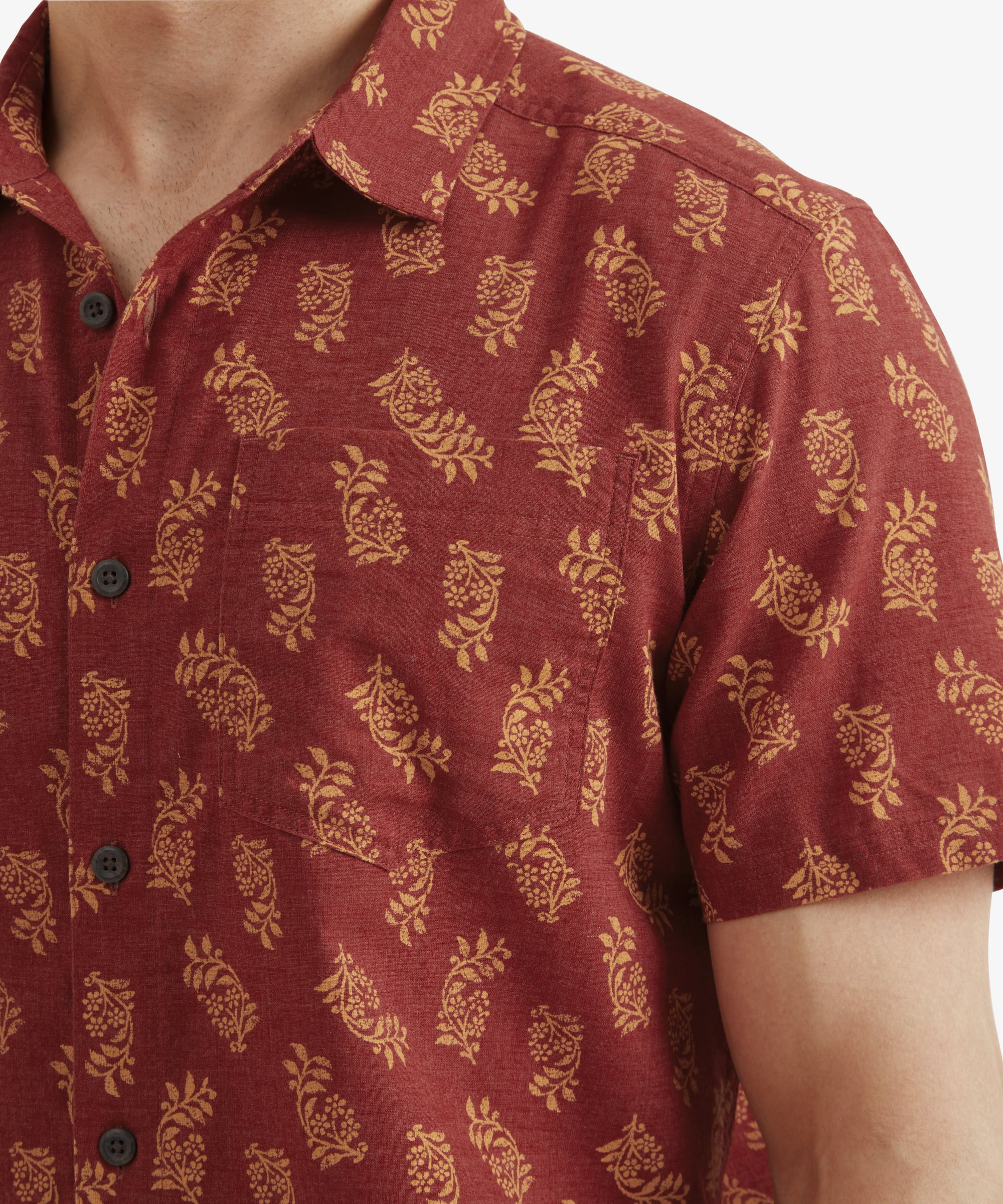 Indi Floral Short Sleeve Shirt - Clay Red