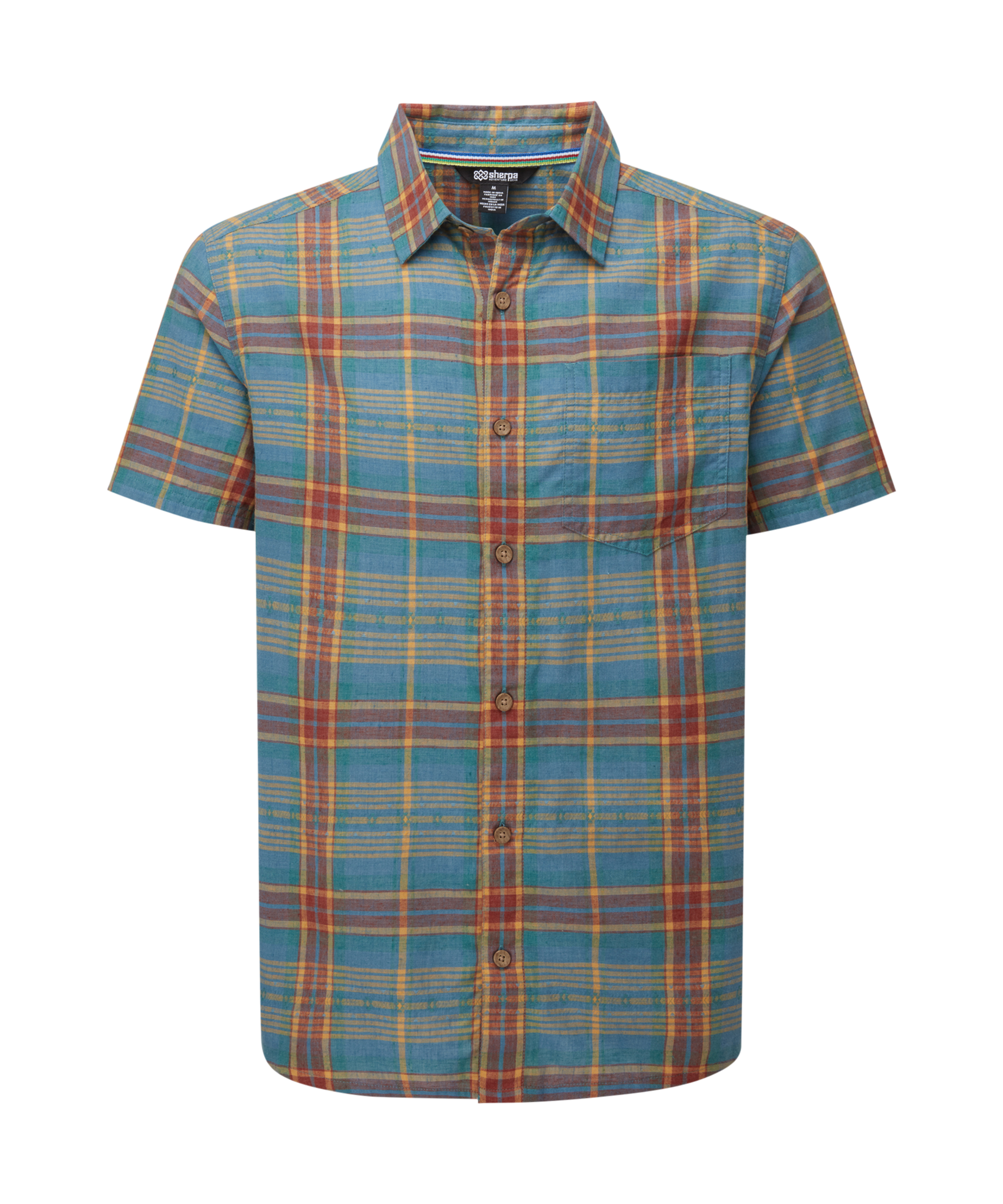 Sherpa Adventure Gear Mens Jampa Plaid Short Sleeve Shirt Green