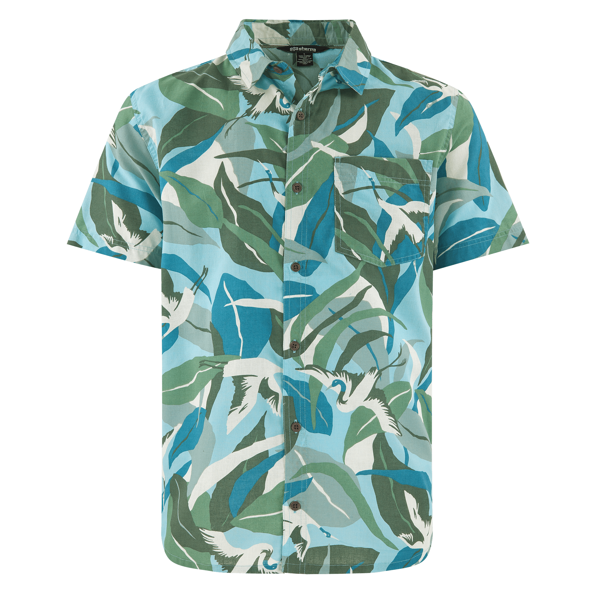 Jangbu Short Sleeve Shirt - Arctic Blue Sarus Crane