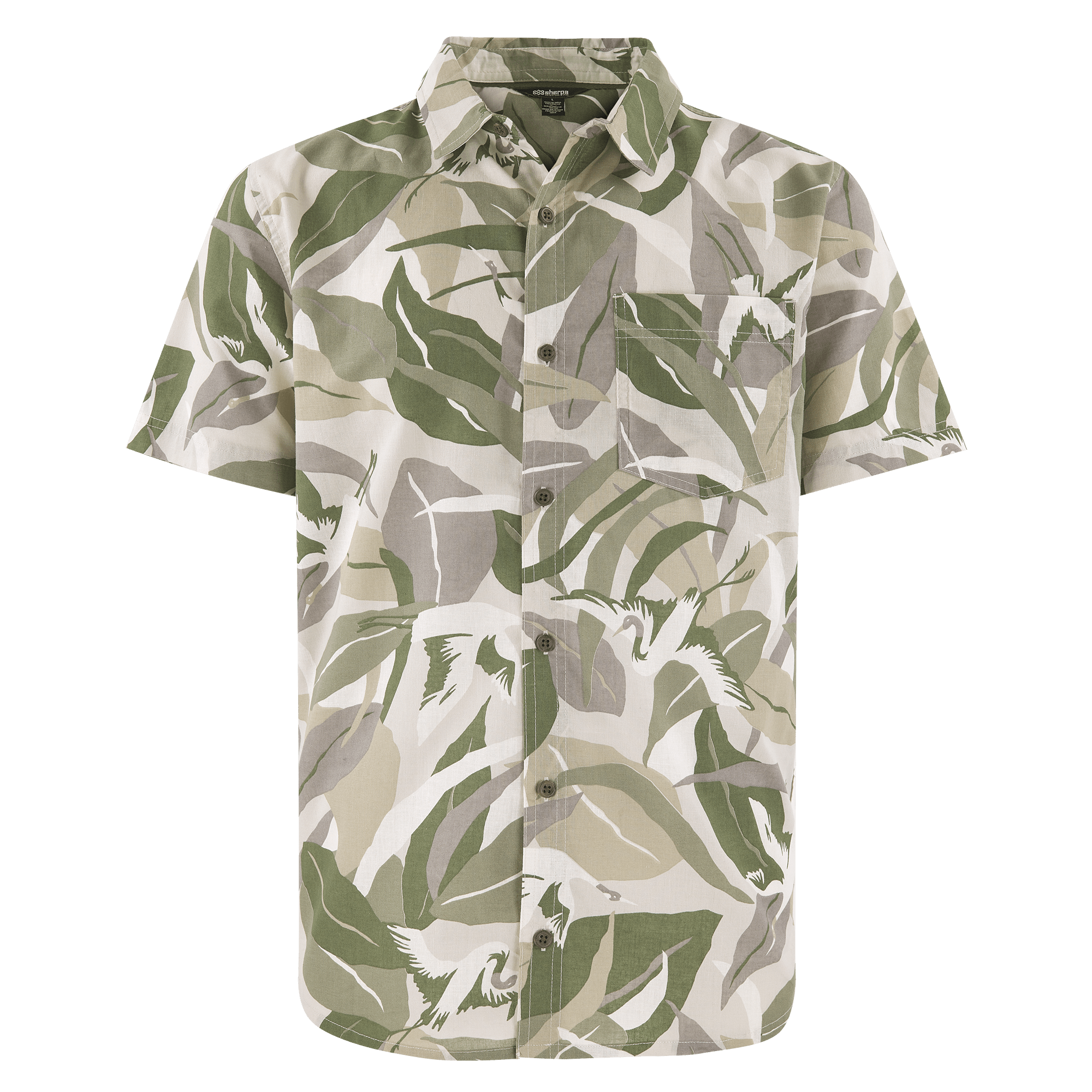 Jangbu Short Sleeve Shirt - Sage Sarus Crane