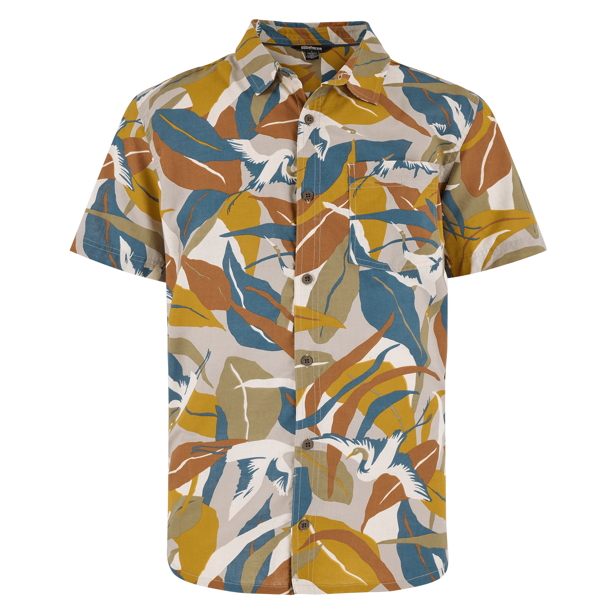 Jangbu Short Sleeve Shirt - Caramel Sarus Crane