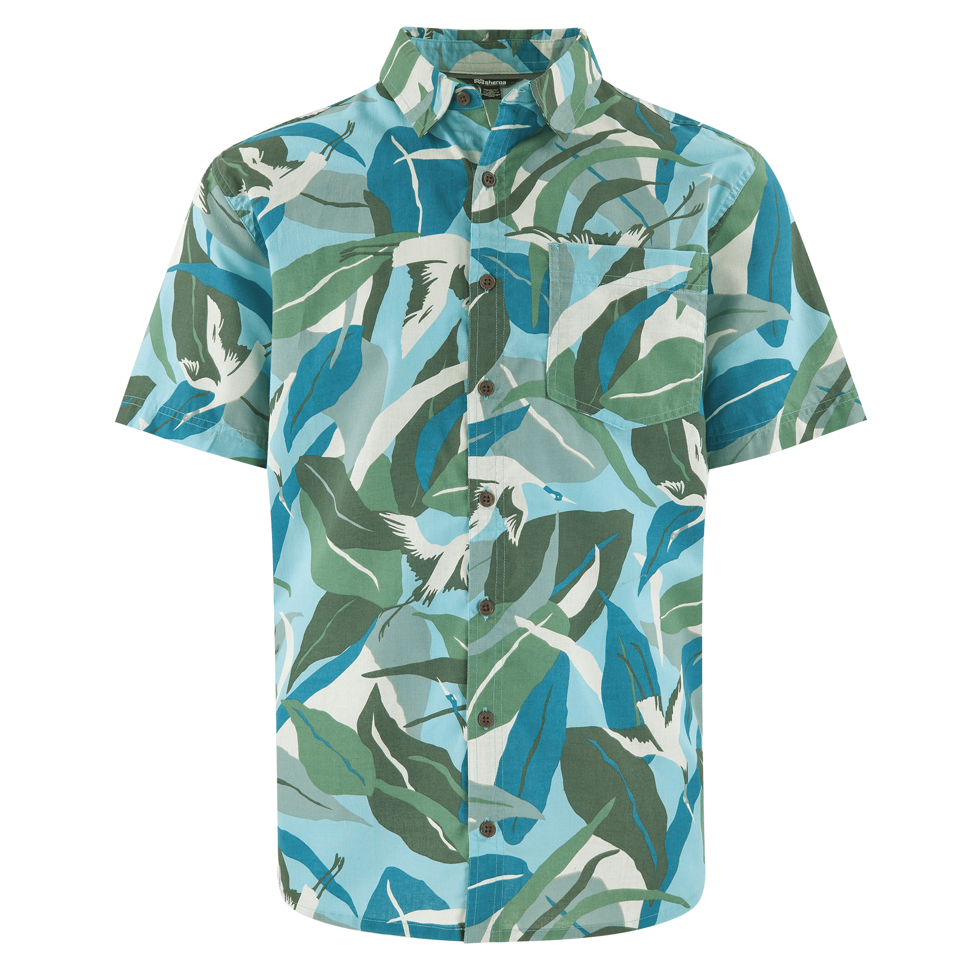 Kongde Short Sleeve Shirt - Arctic Blue Sarus Crane