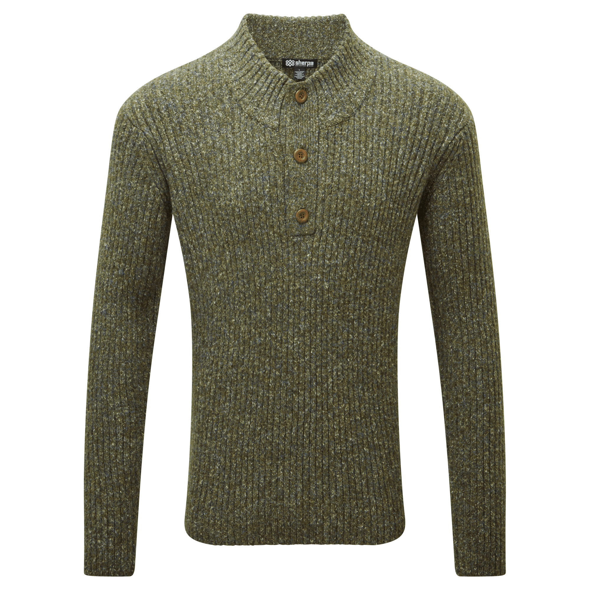 Ranga Button Mock Neck - Evergreen