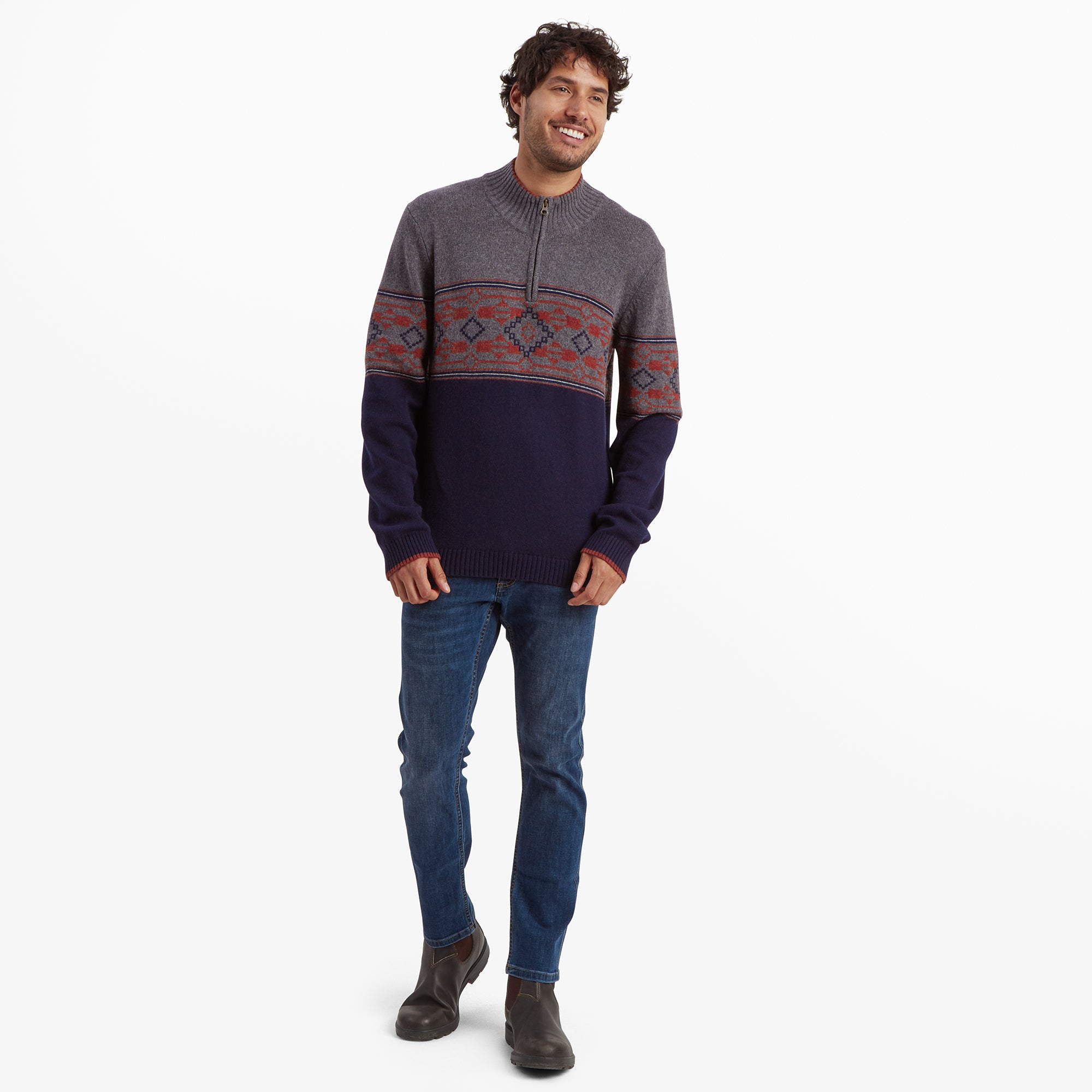 Tej Eco Quarter Zip Sweater - Rathee Blue