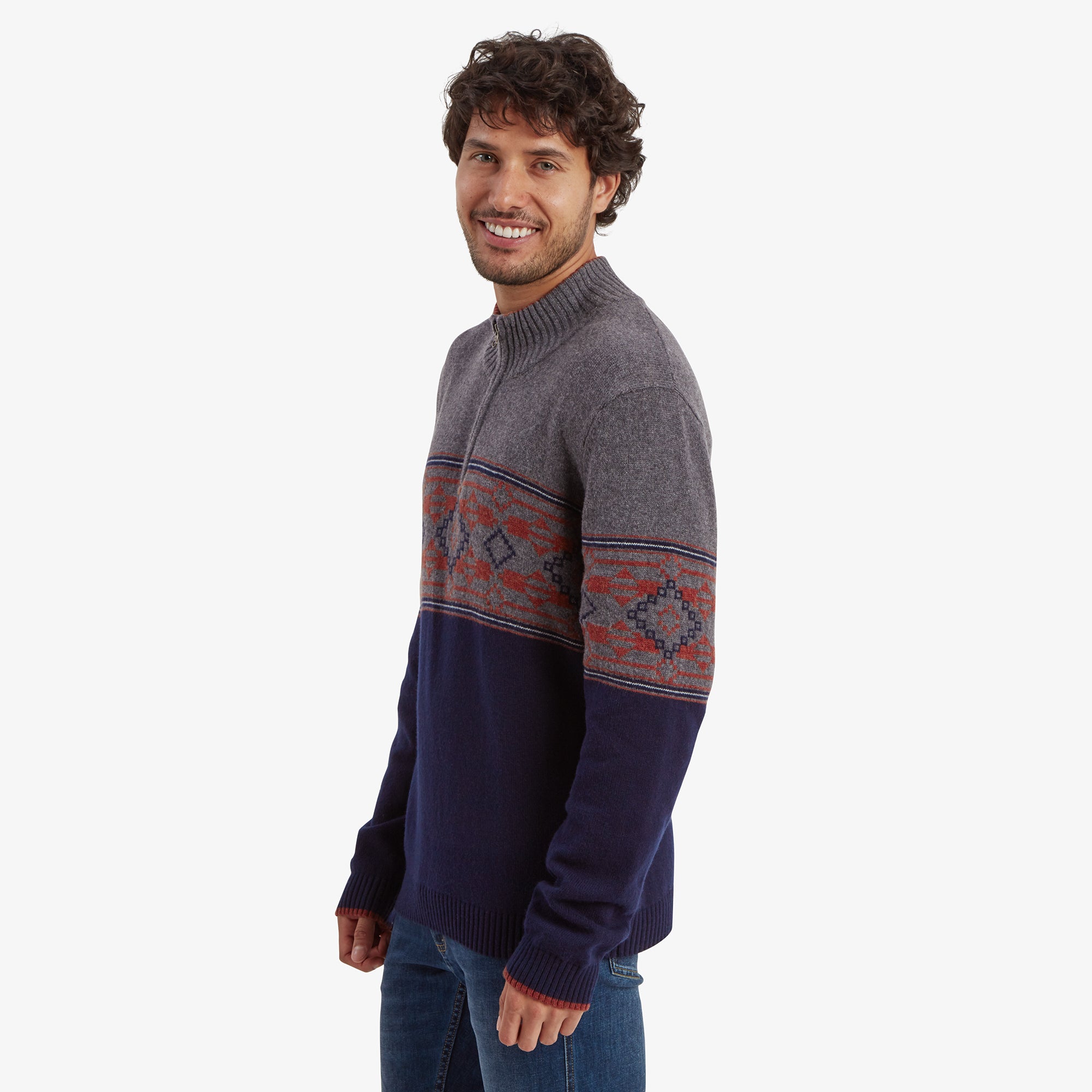 Tej Eco Quarter Zip Sweater - Rathee Blue