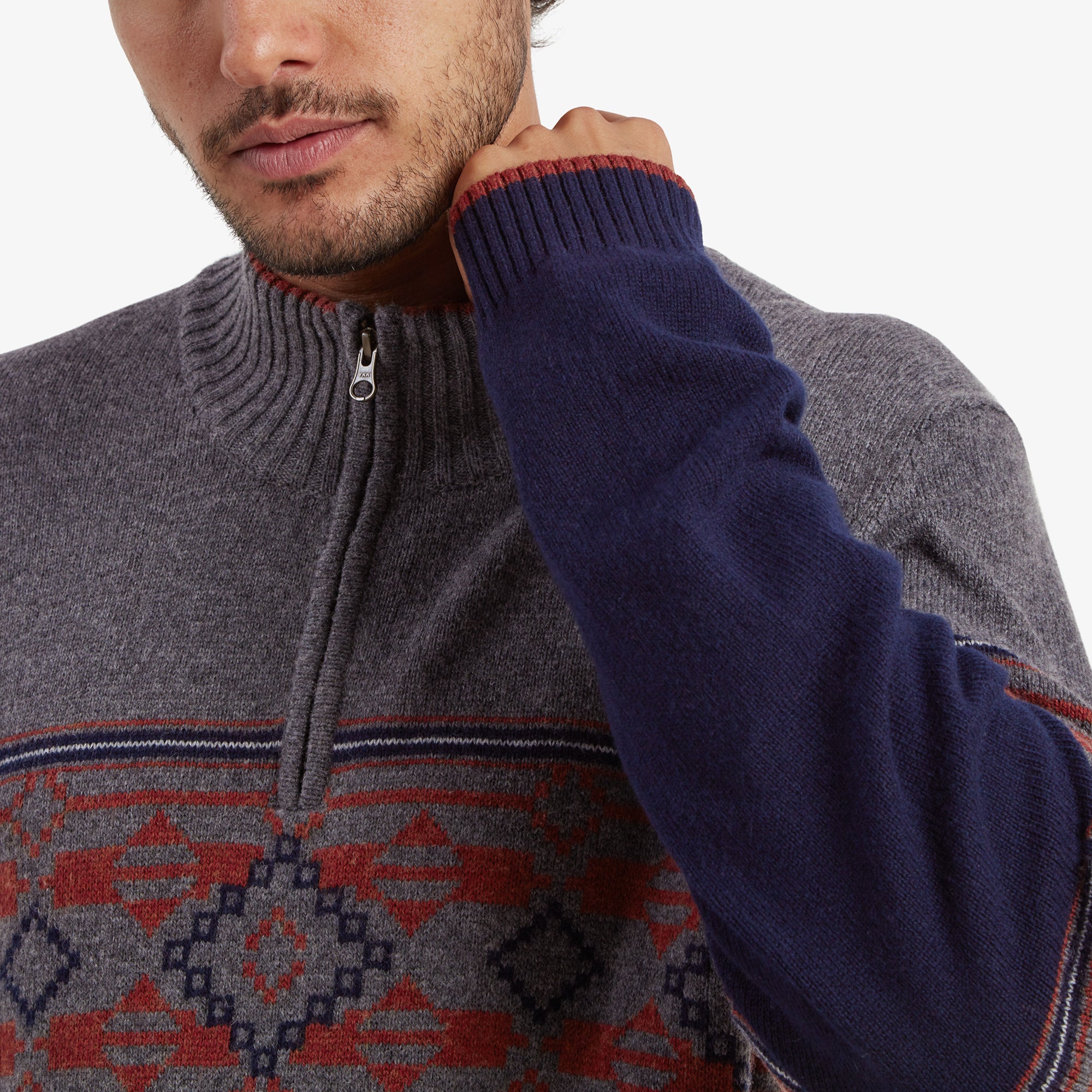 Tej Eco Quarter Zip Sweater - Rathee Blue