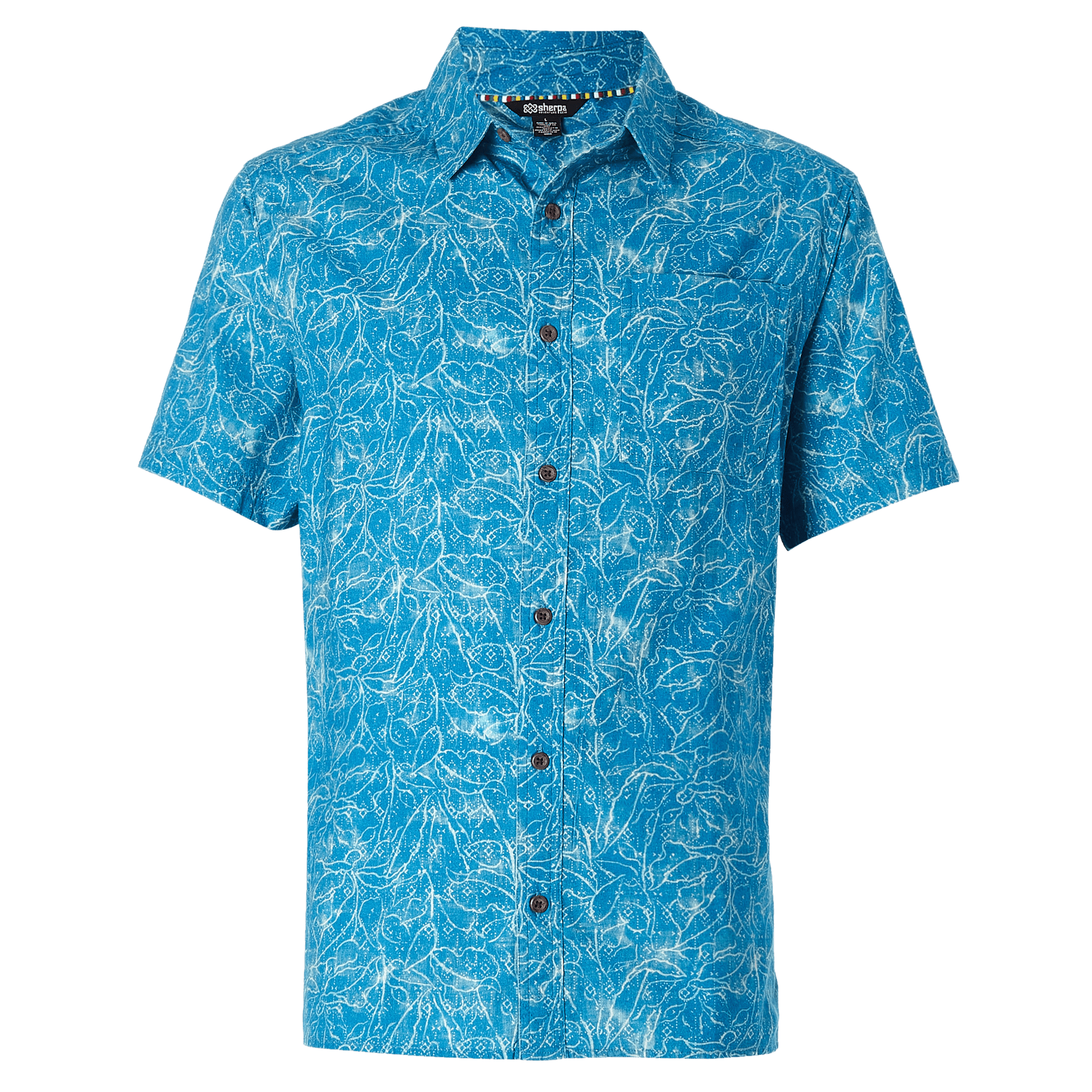 Tharu Voyage Short Sleeve Shirt - Lapis Blue Botanical