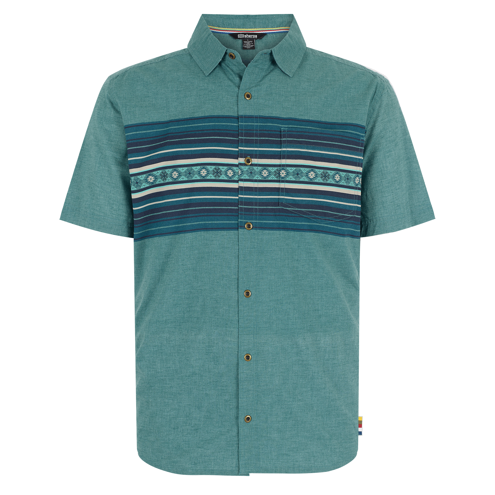 Sherpa Adventure Gear Tibet Stripe Short Sleeve Shirt in Blue