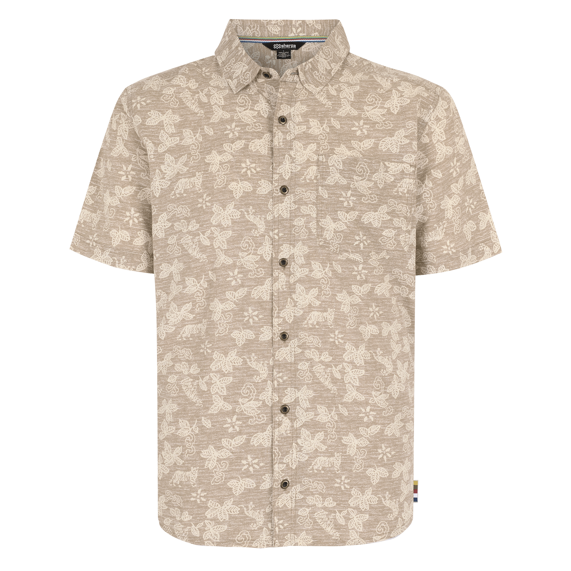 Sherpa Adventure Gear Tiger Floral Short Sleeve Shirt in Beige