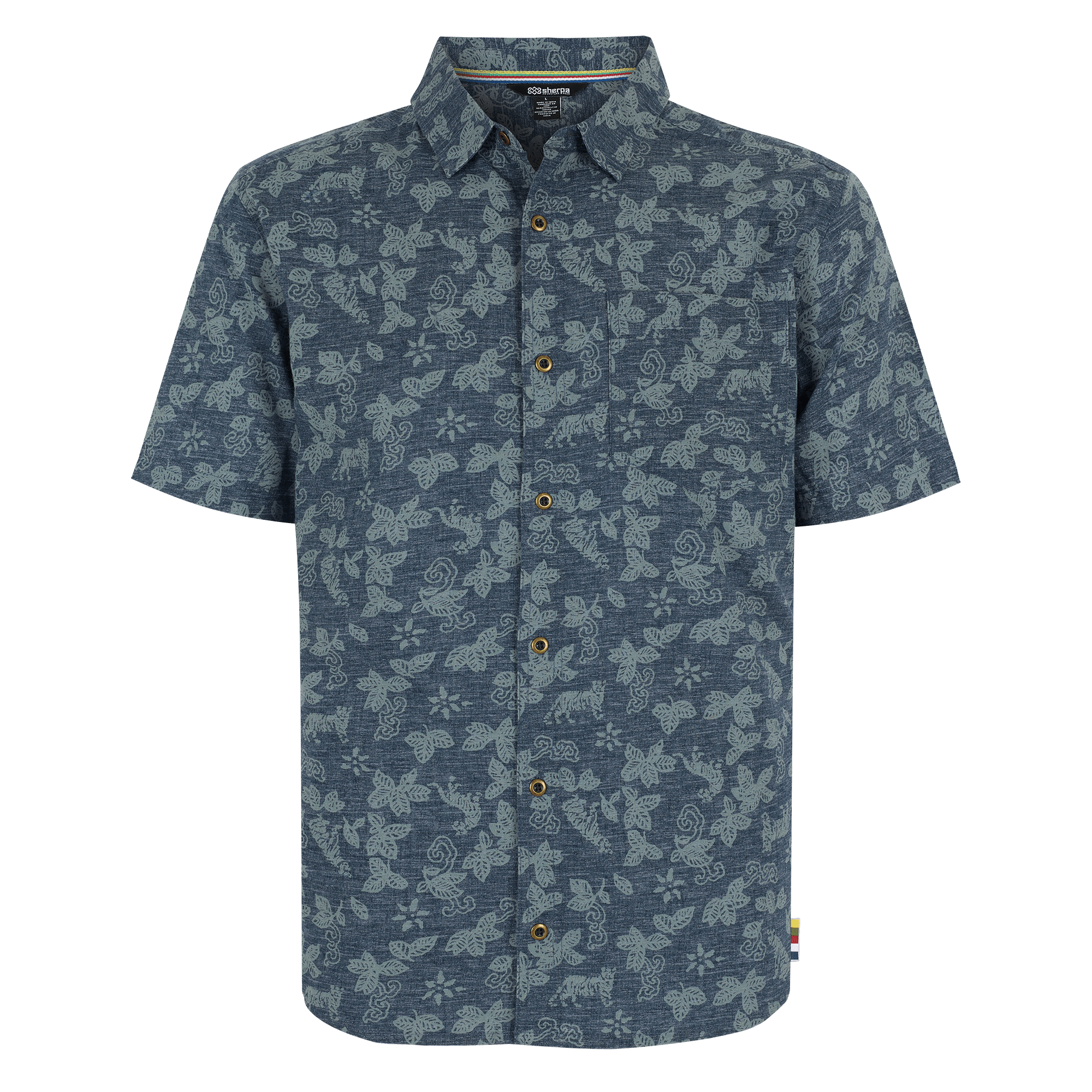 Sherpa Adventure Gear Tiger Floral Short Sleeve Shirt in Blue