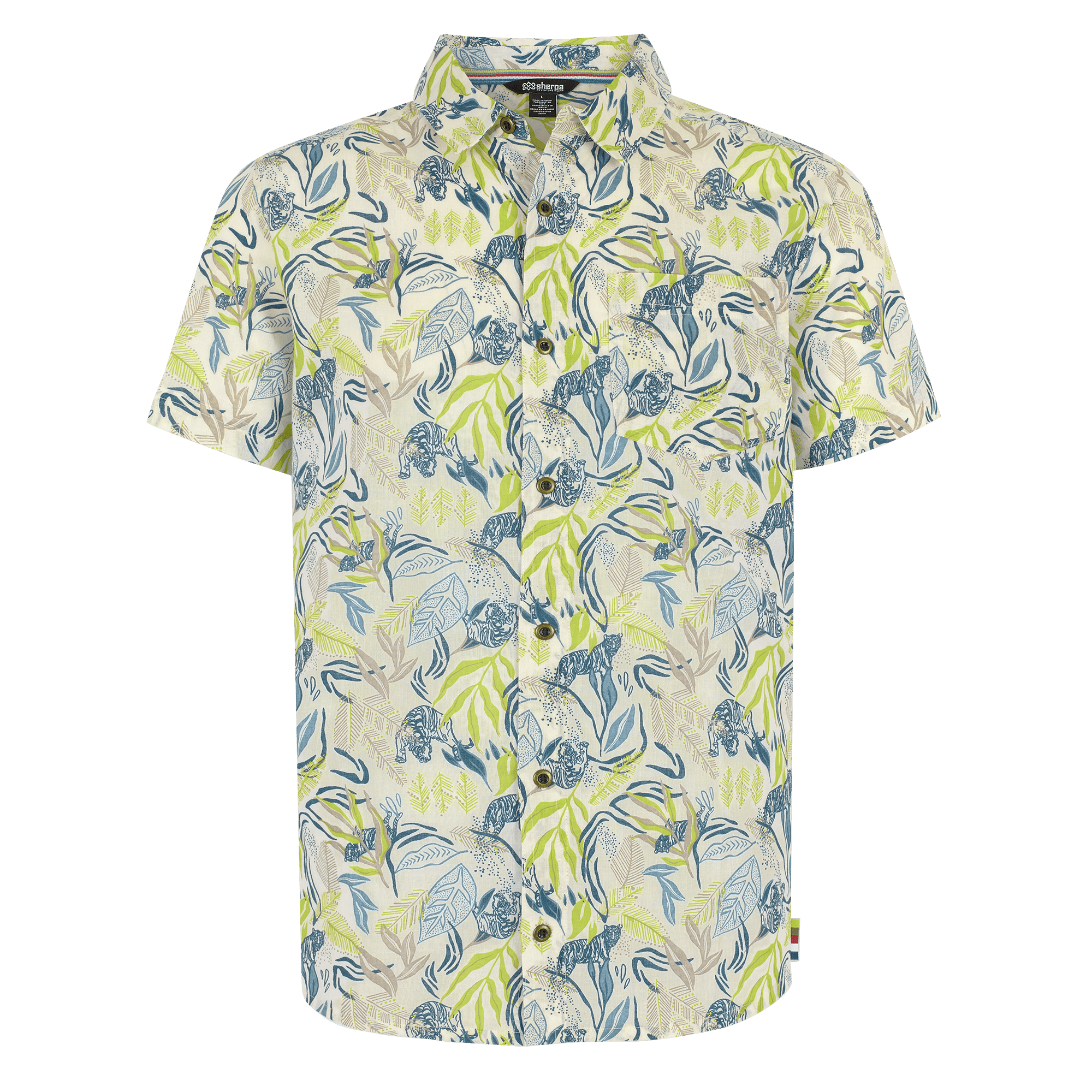 Sherpa Adventure Gear Tiger Leaf Short Sleeve Shirt in Blue