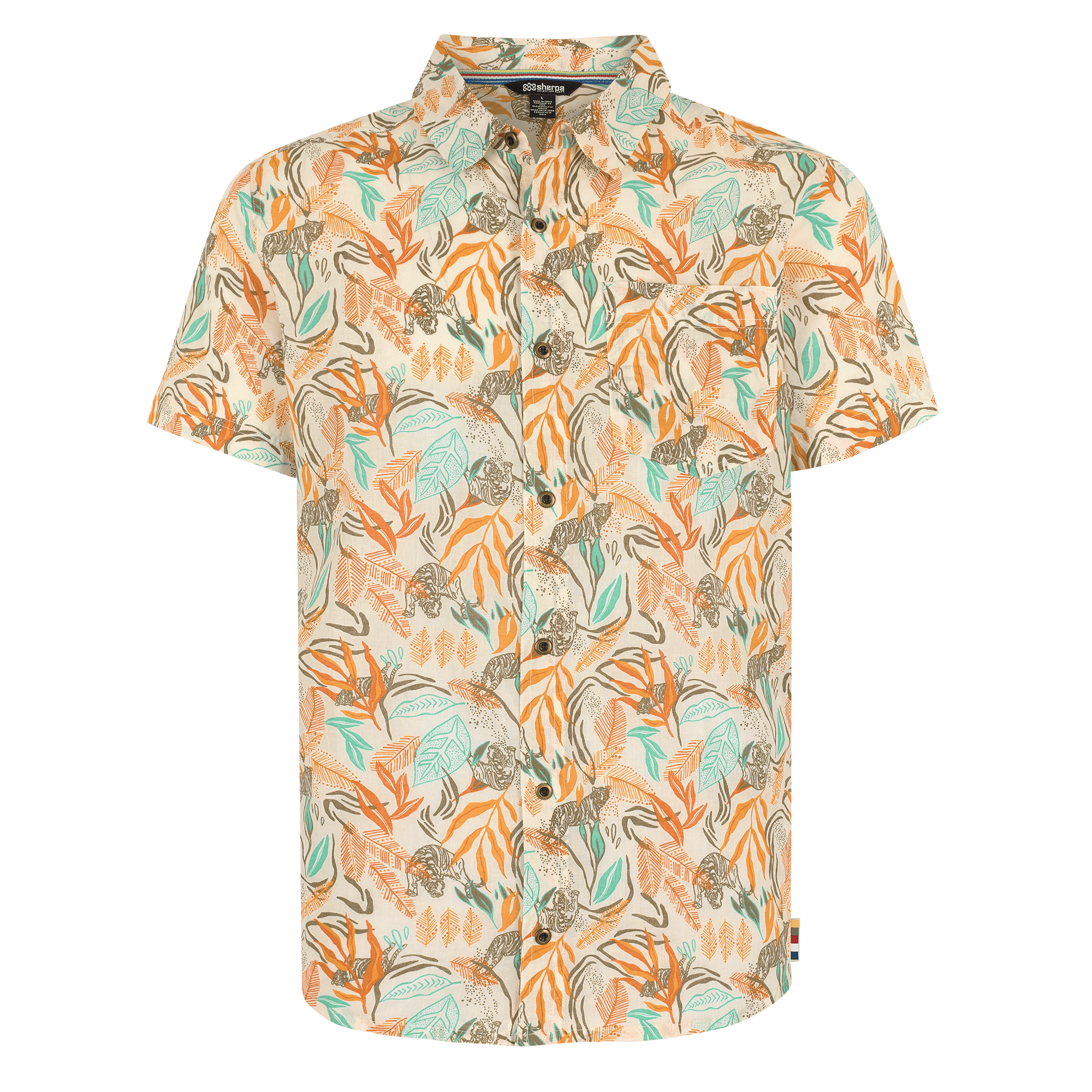 Sherpa Adventure Gear Tiger Leaf Short Sleeve Shirt in Orange