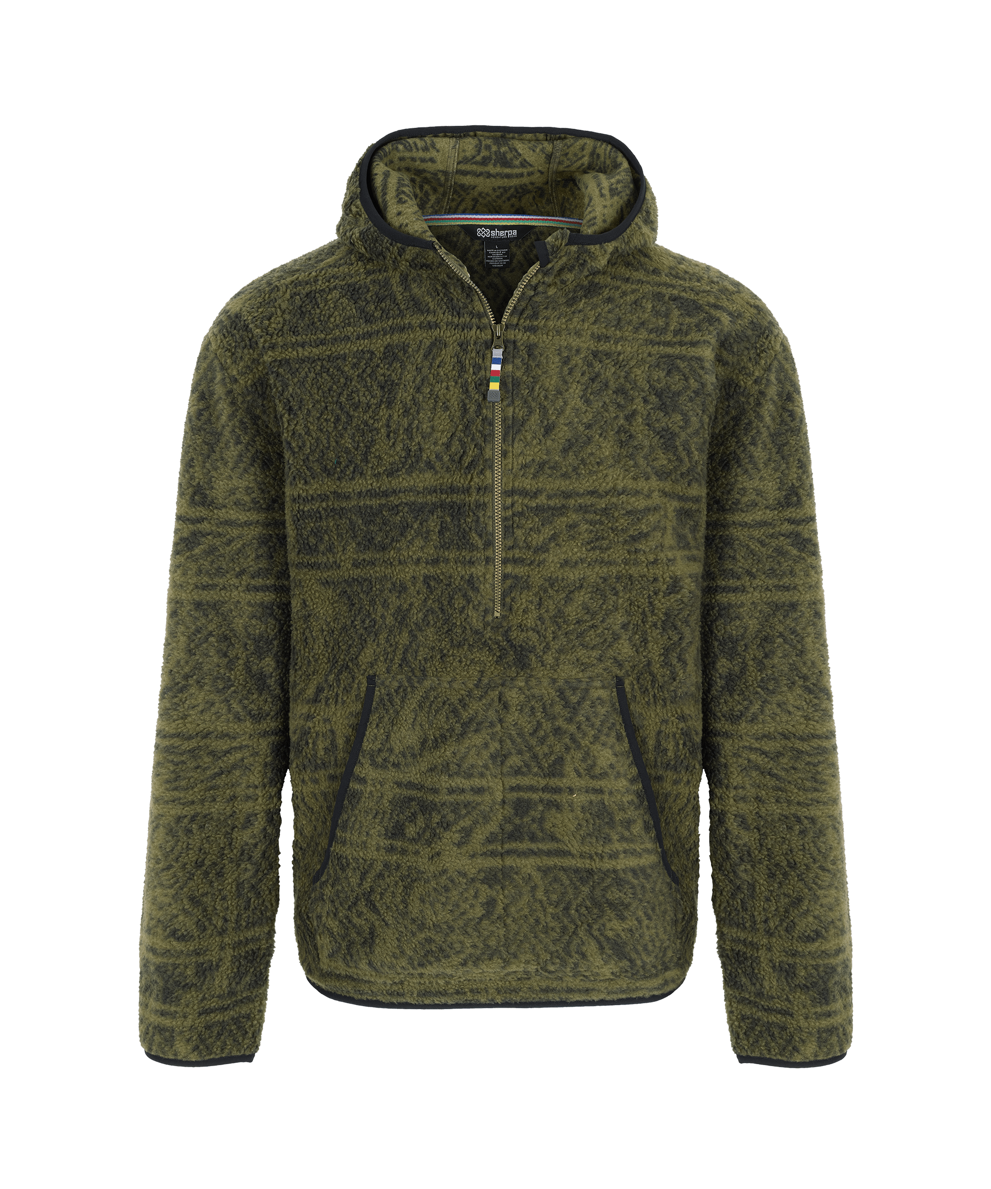 Uddesya Eco Kapuzenpullover mit Viertelreißverschluss - Evergreen Topo