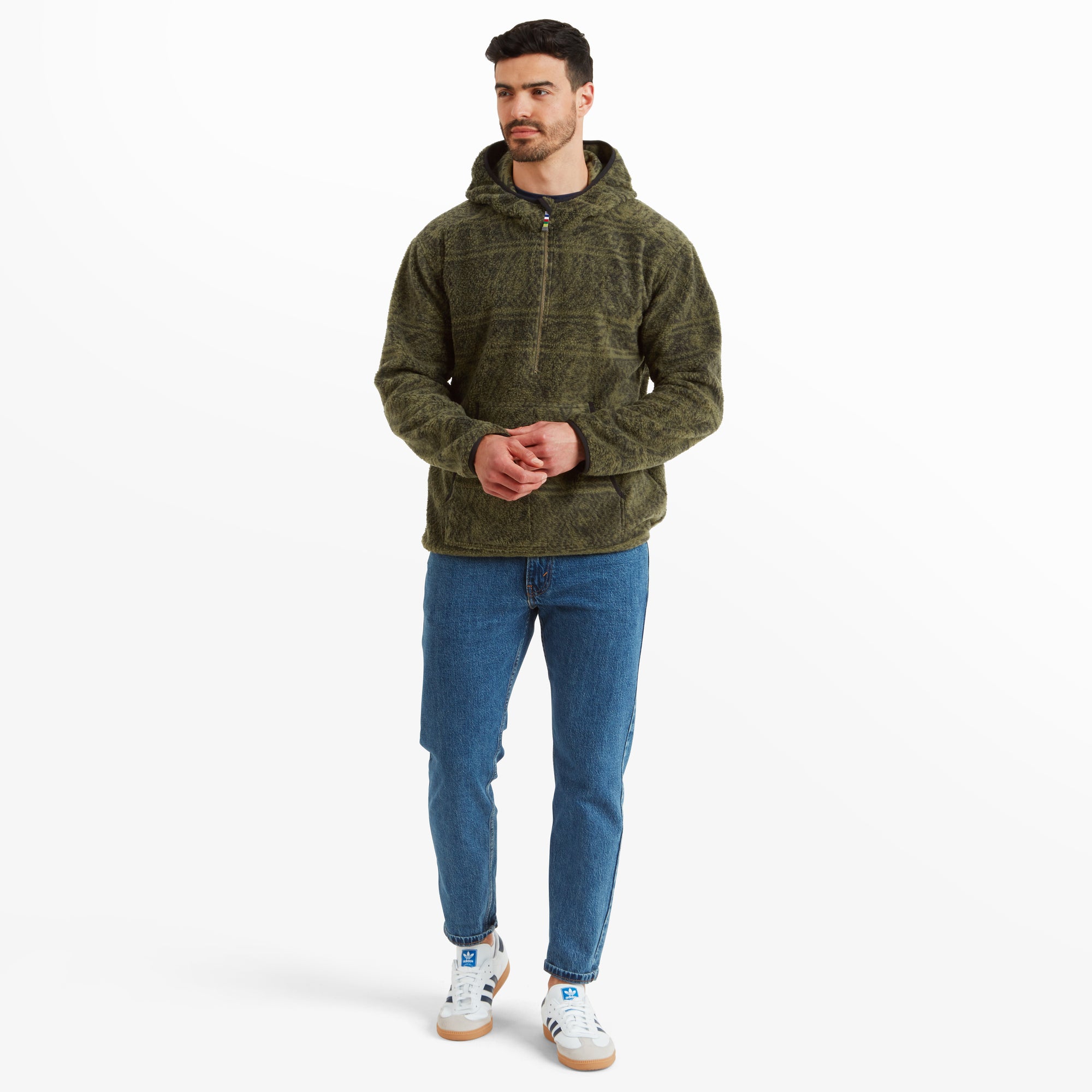 Uddesya Eco Kapuzenpullover mit Viertelreißverschluss - Evergreen Topo