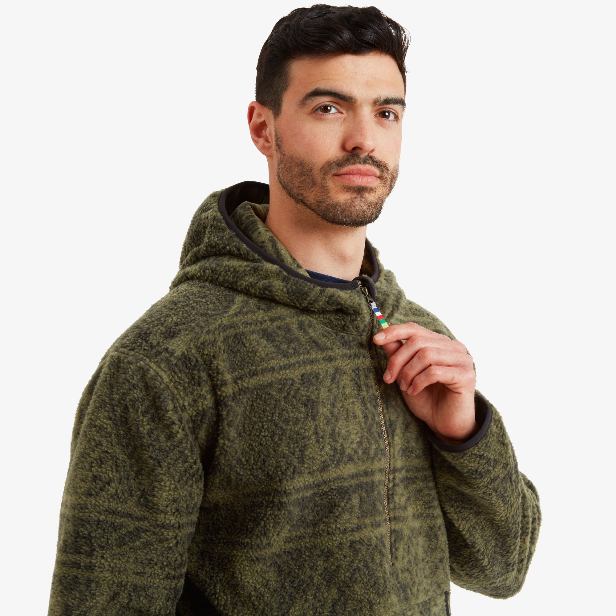 Uddesya Eco Kapuzenpullover mit Viertelreißverschluss - Evergreen Topo