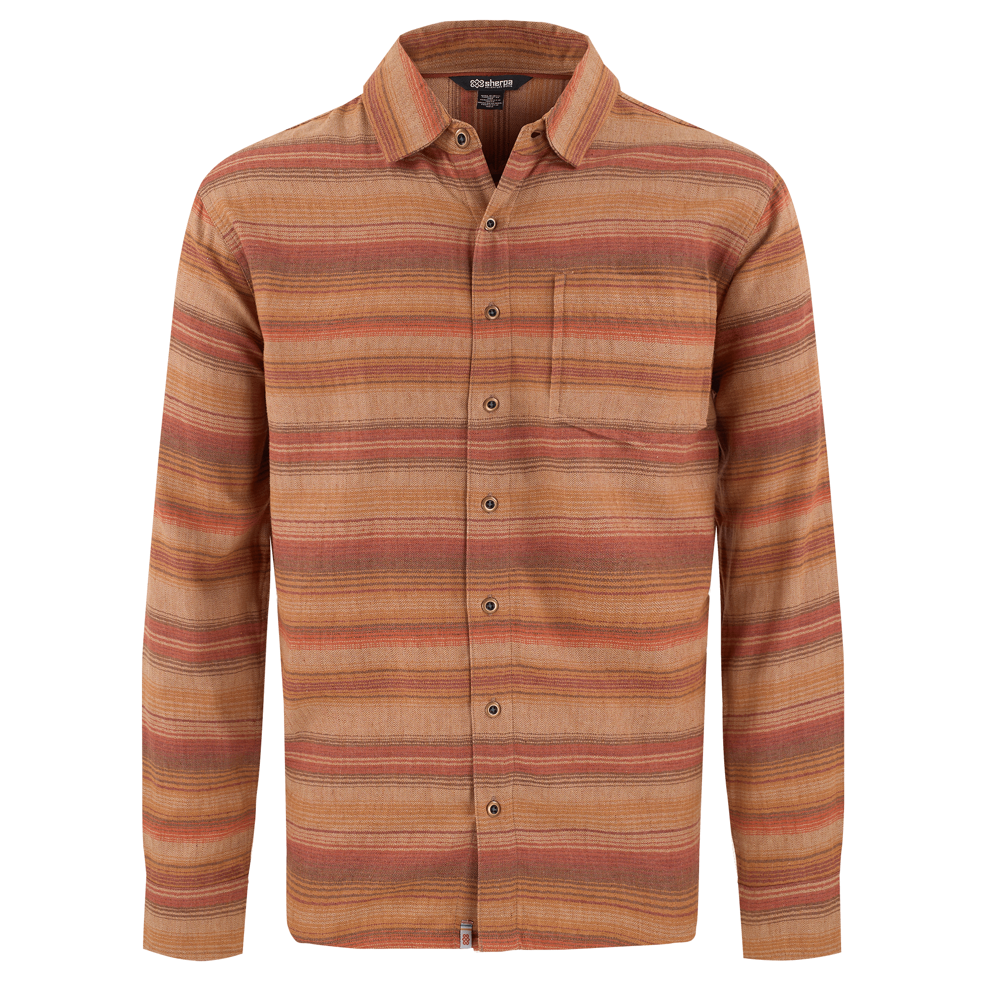 Yadav Eco Long Sleeve Shirt - Clay Red Tigra Stripe