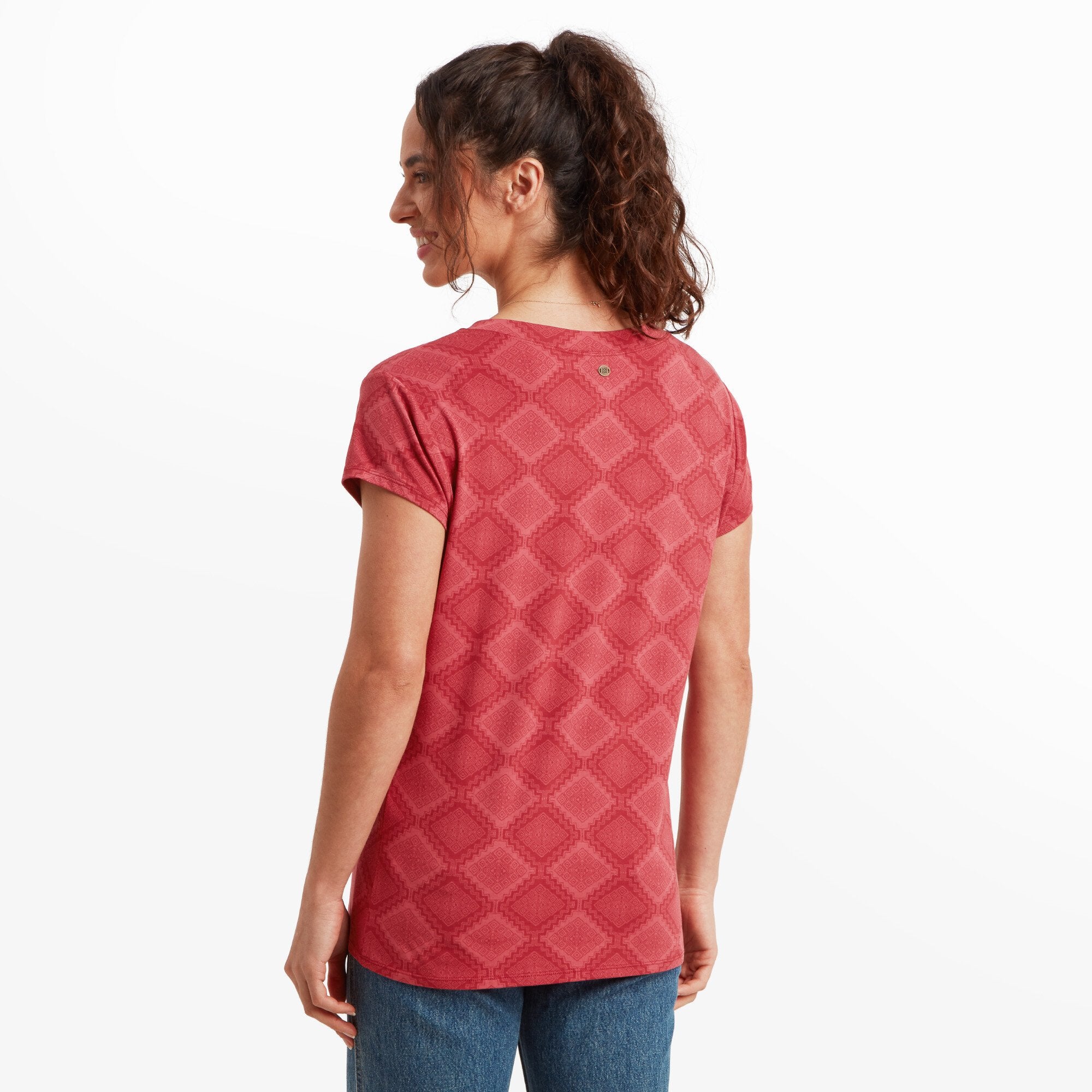 Neha V-Neck T-Shirt - Mineral Red Barely There