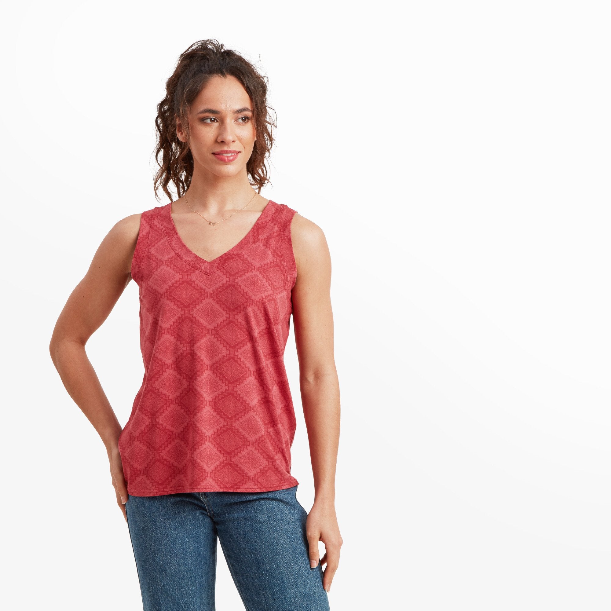 Neha V-Neck Tank Top - Mineral Red Barely There