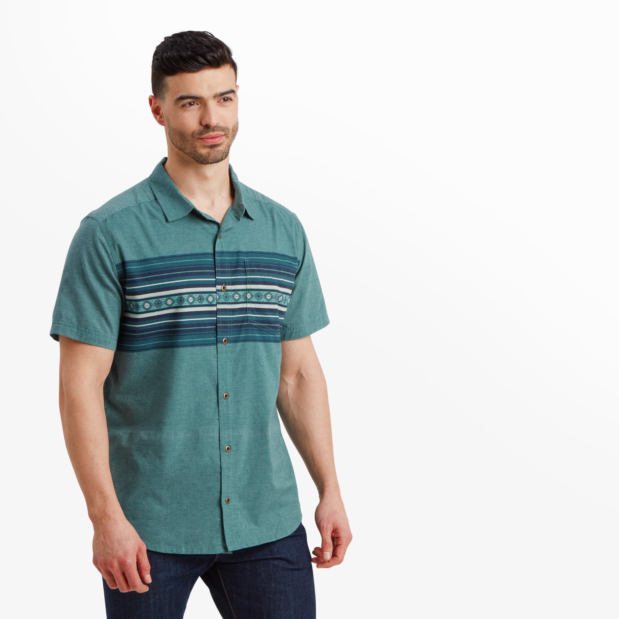 Tibet Stripe Short Sleeve Shirt - Hydra