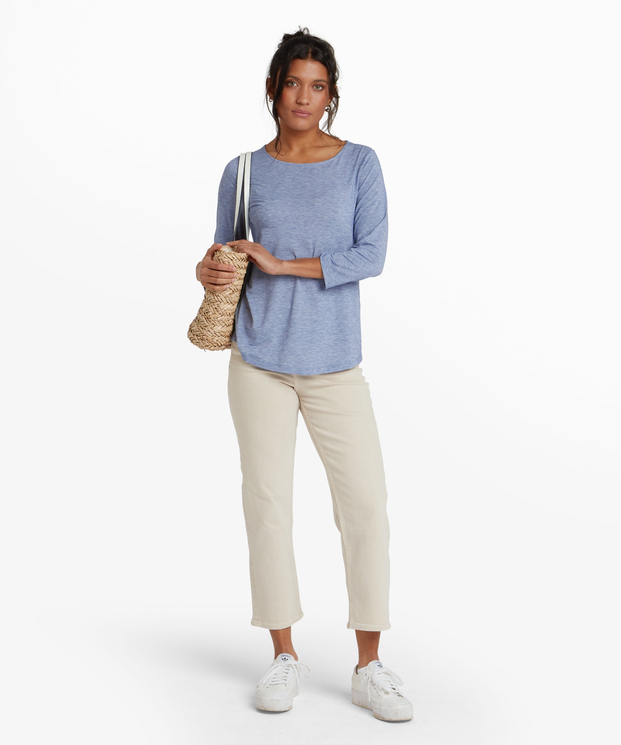 Asha 3/4 Sleeve Top - Seaport Blue