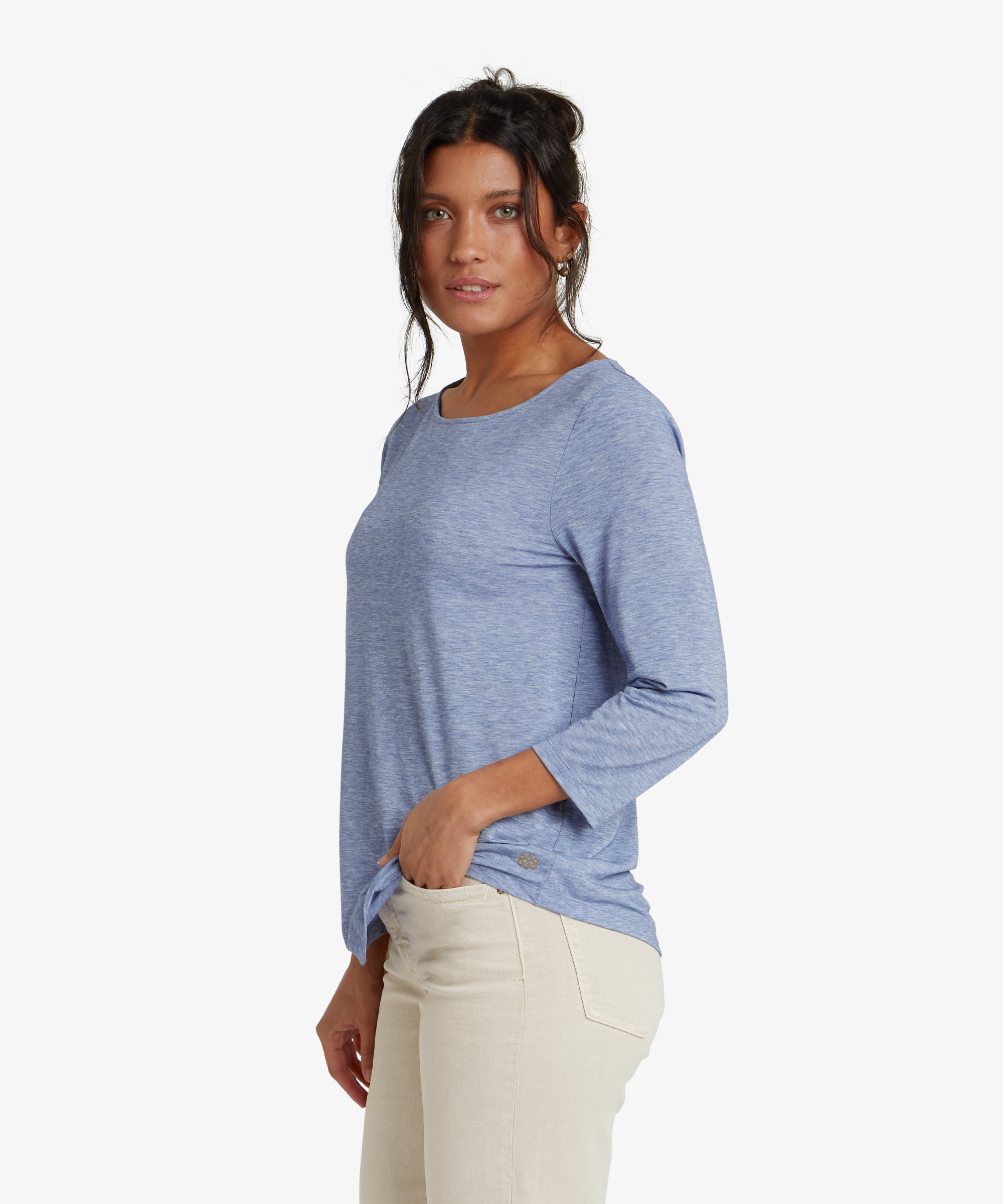 Asha 3/4 Sleeve Top - Seaport Blue