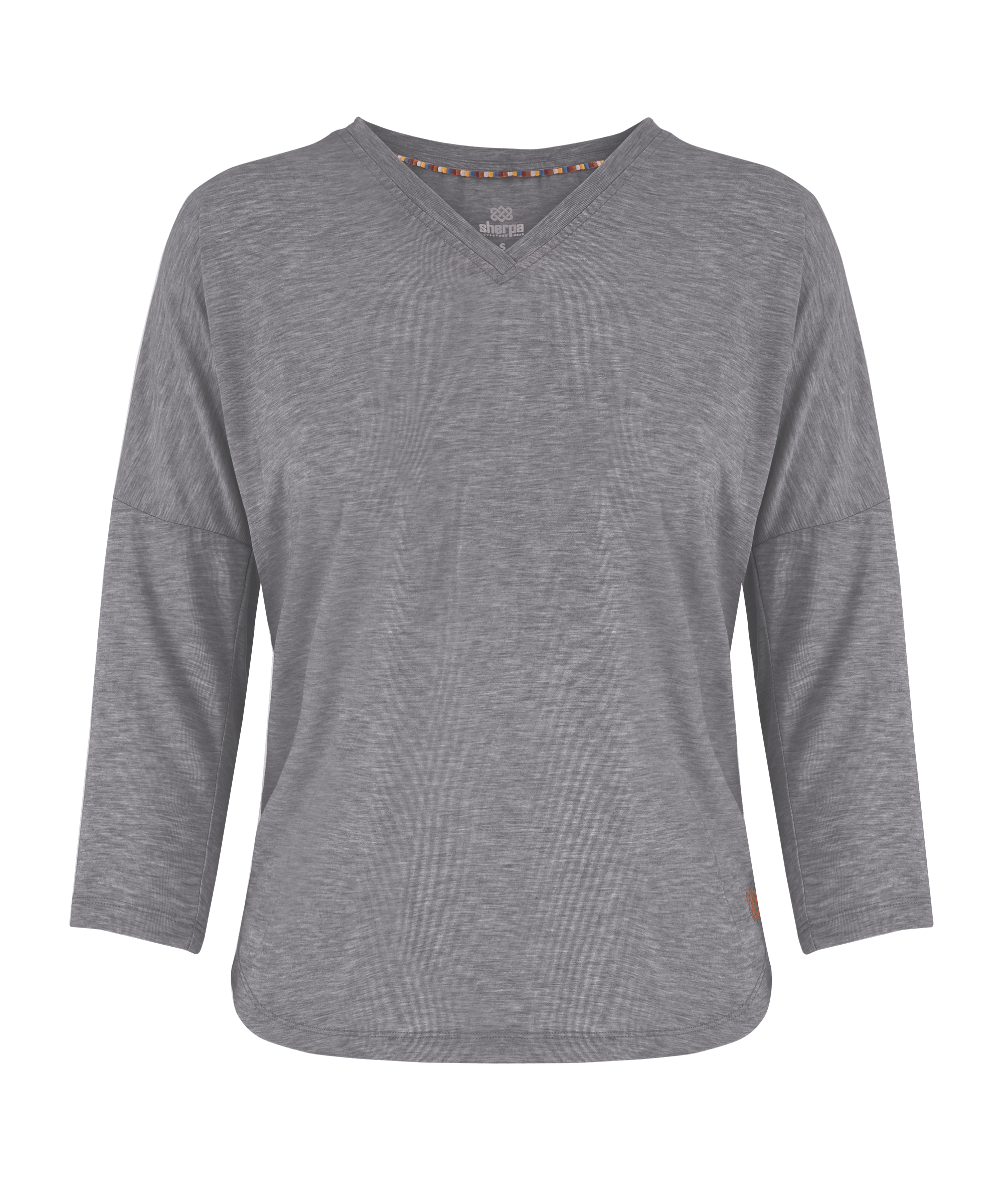 Asha V-Neck 3/4 Sleeve Top - Kharani Grey