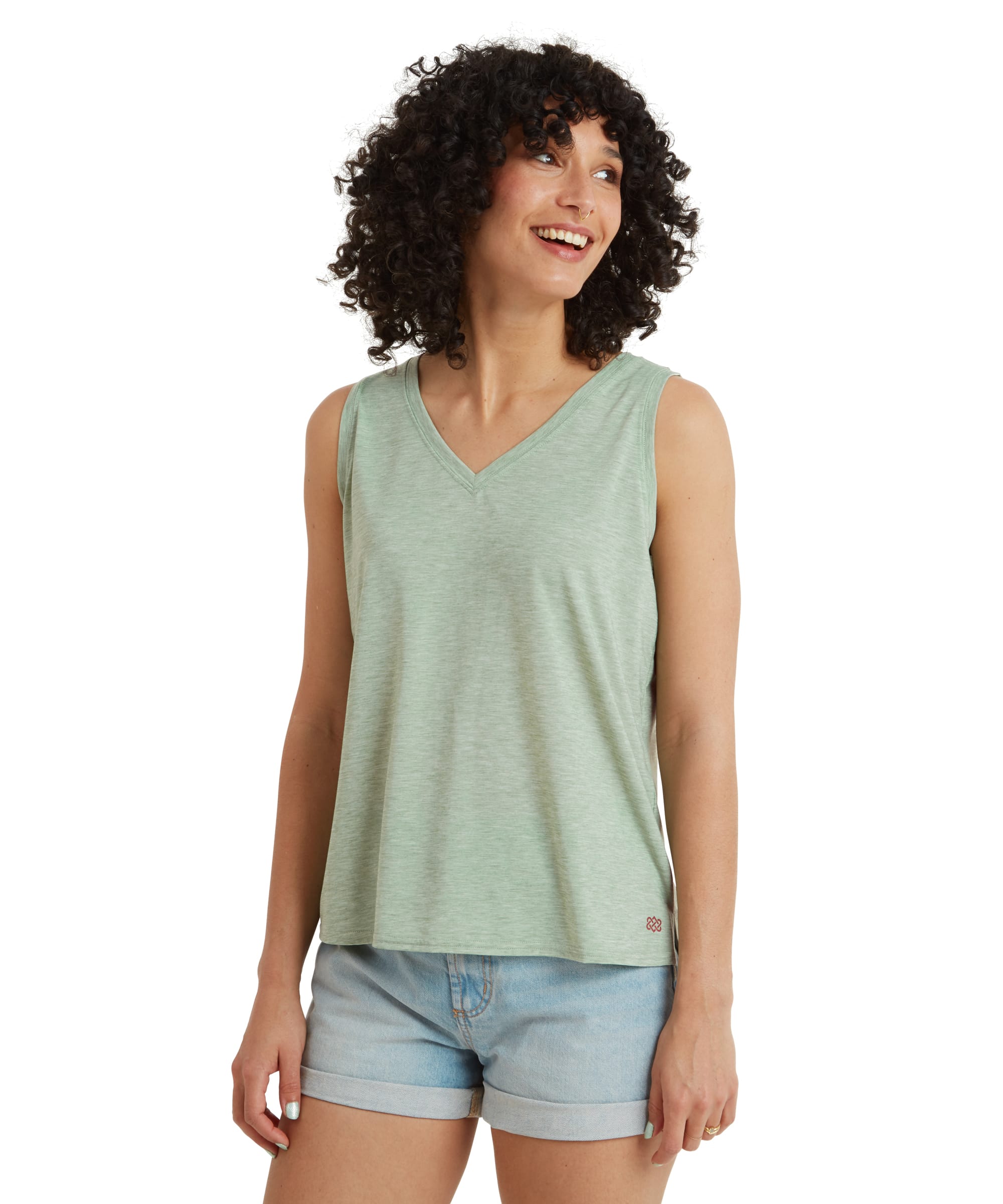 Asha V-Neck Tank Top - Thyme