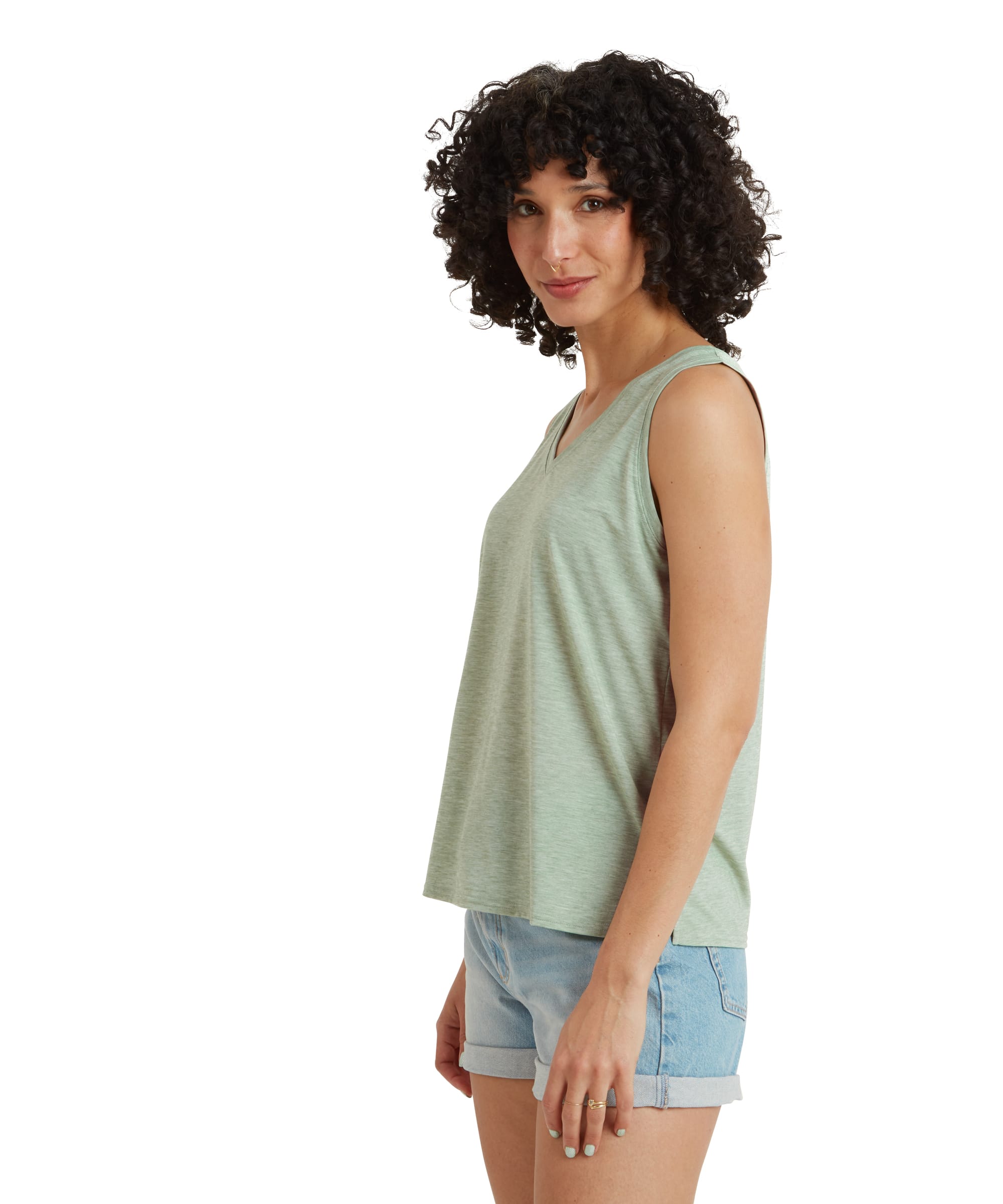 Asha V-Neck Tank Top - Thyme