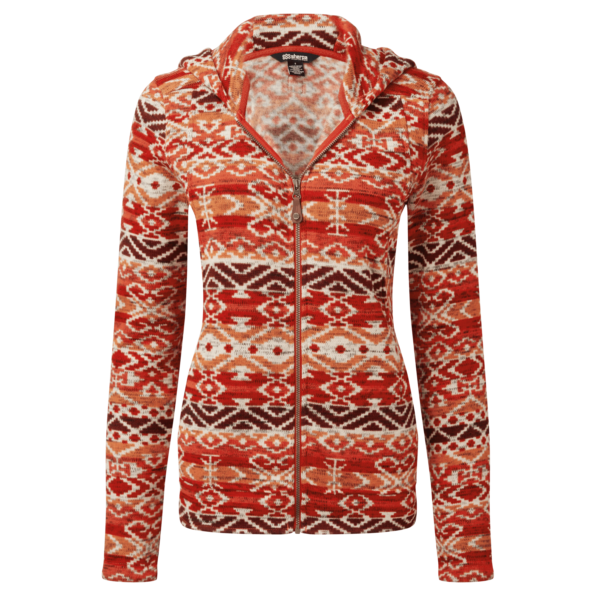 Bhutan Kapuzenpullover mit durchgehendem Reißverschluss - Cranberry