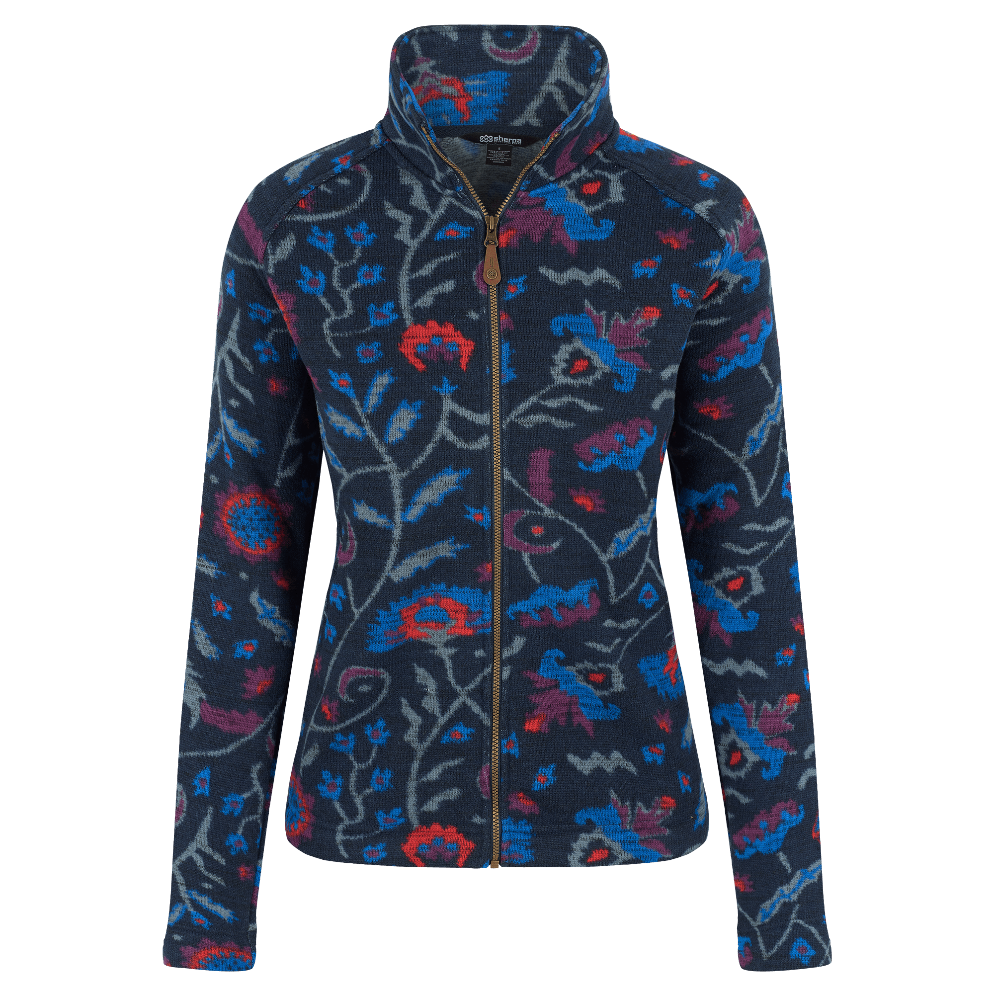 Bhutan Jacke mit durchgehendem Reißverschluss - Rathee Blue Floral